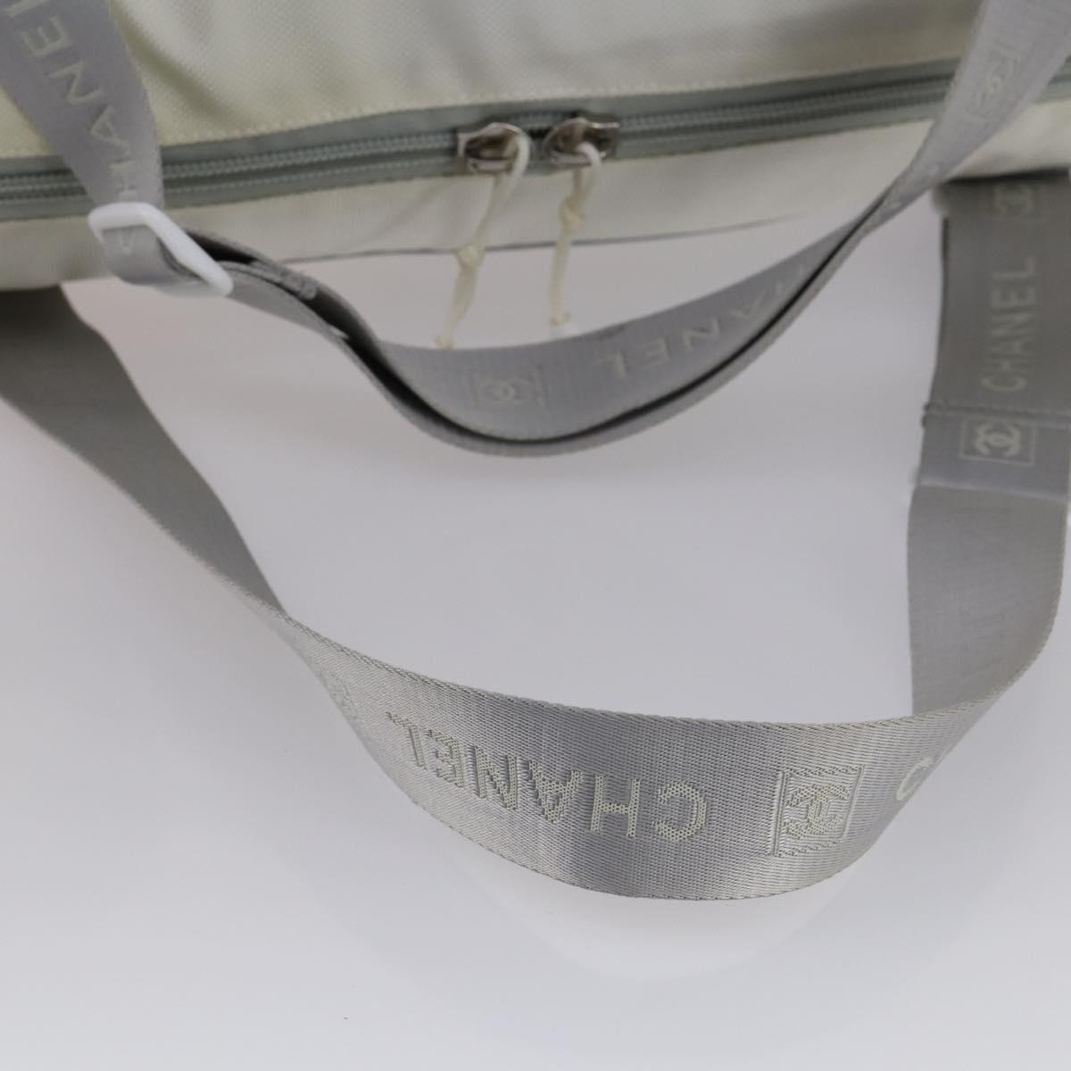 CHANEL Ski Case Sports Line Bag Nylon White Silver CC Auth BA5290V