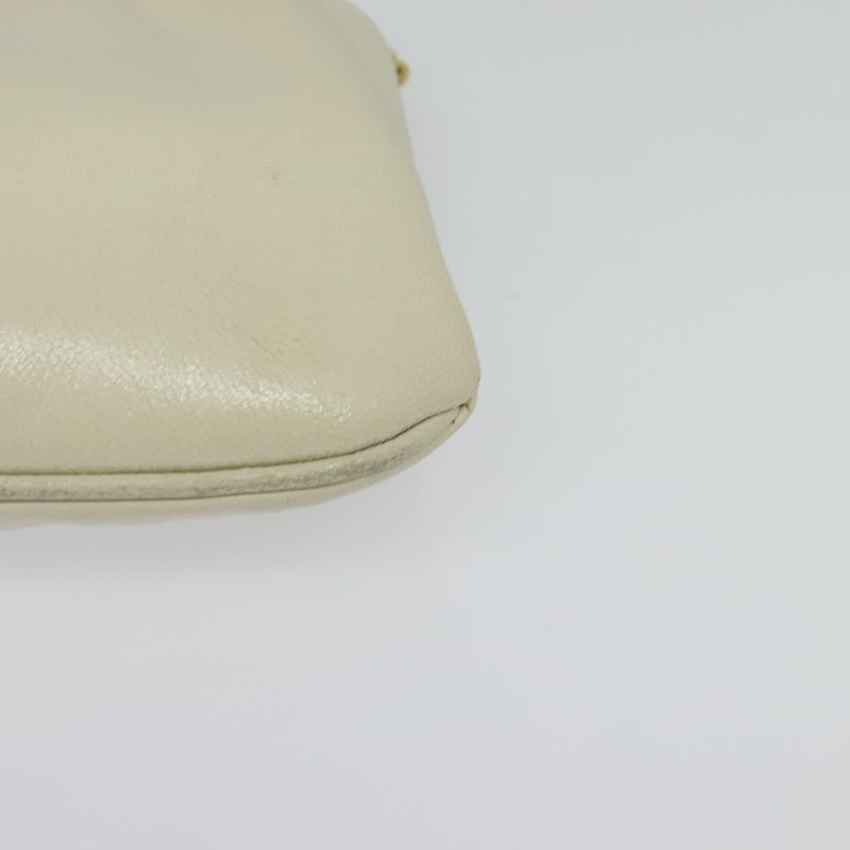CELINE Chain Shoulder Bag Leather Vintage White Gold Auth BA5291