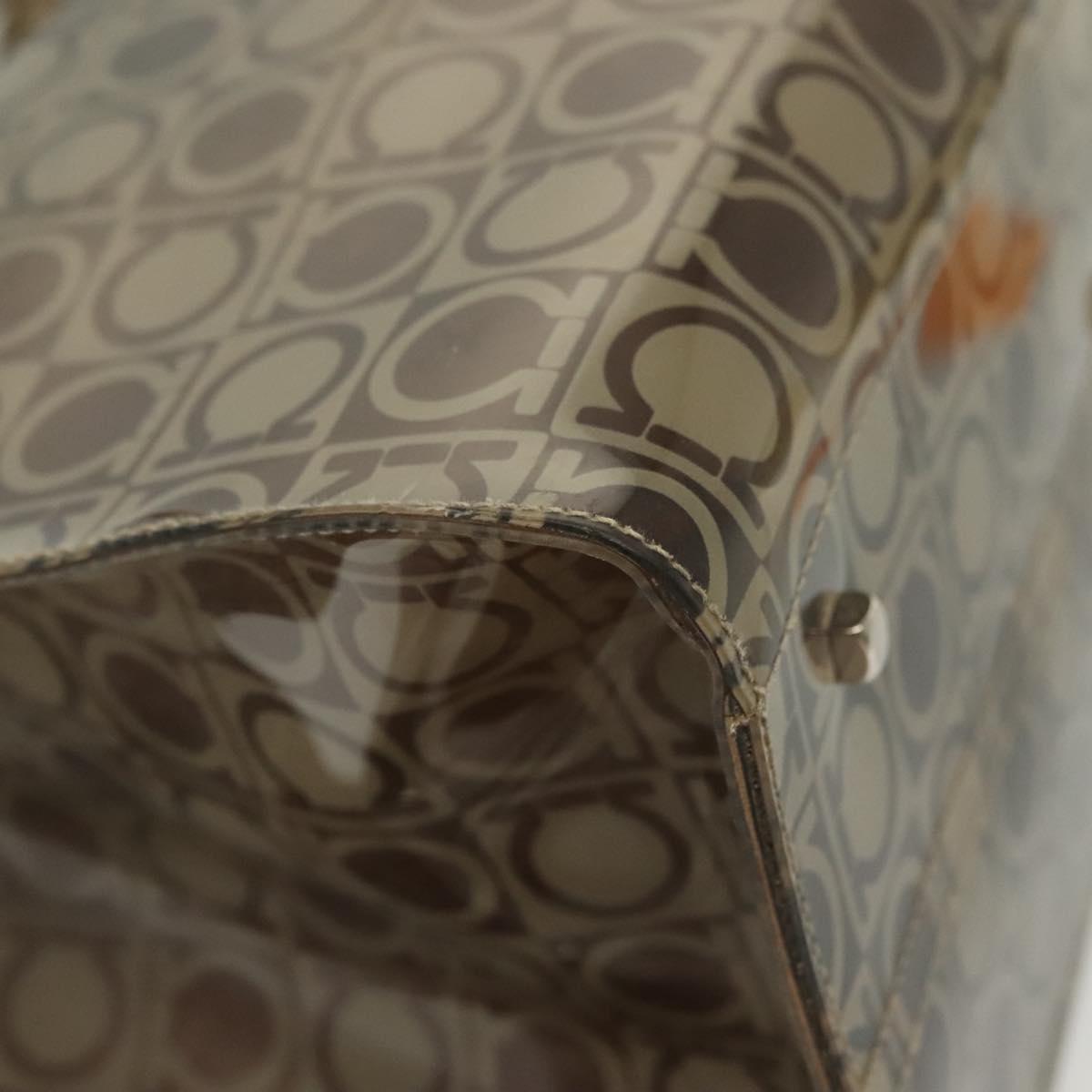 Salvatore Ferragamo Gancini Tote Bag Vinyl Brown Auth BA5292