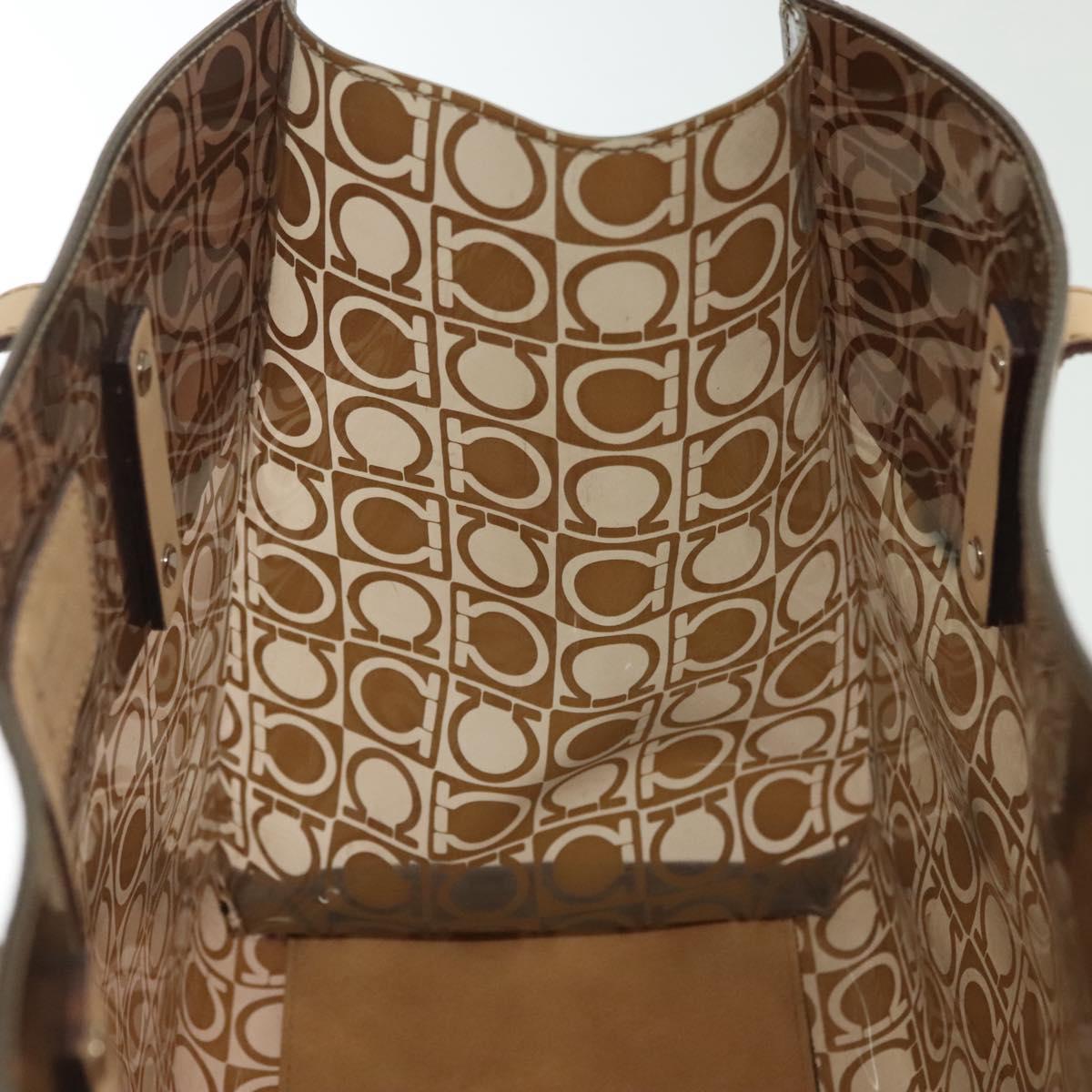 Salvatore Ferragamo Gancini Tote Bag Vinyl Brown Auth BA5292
