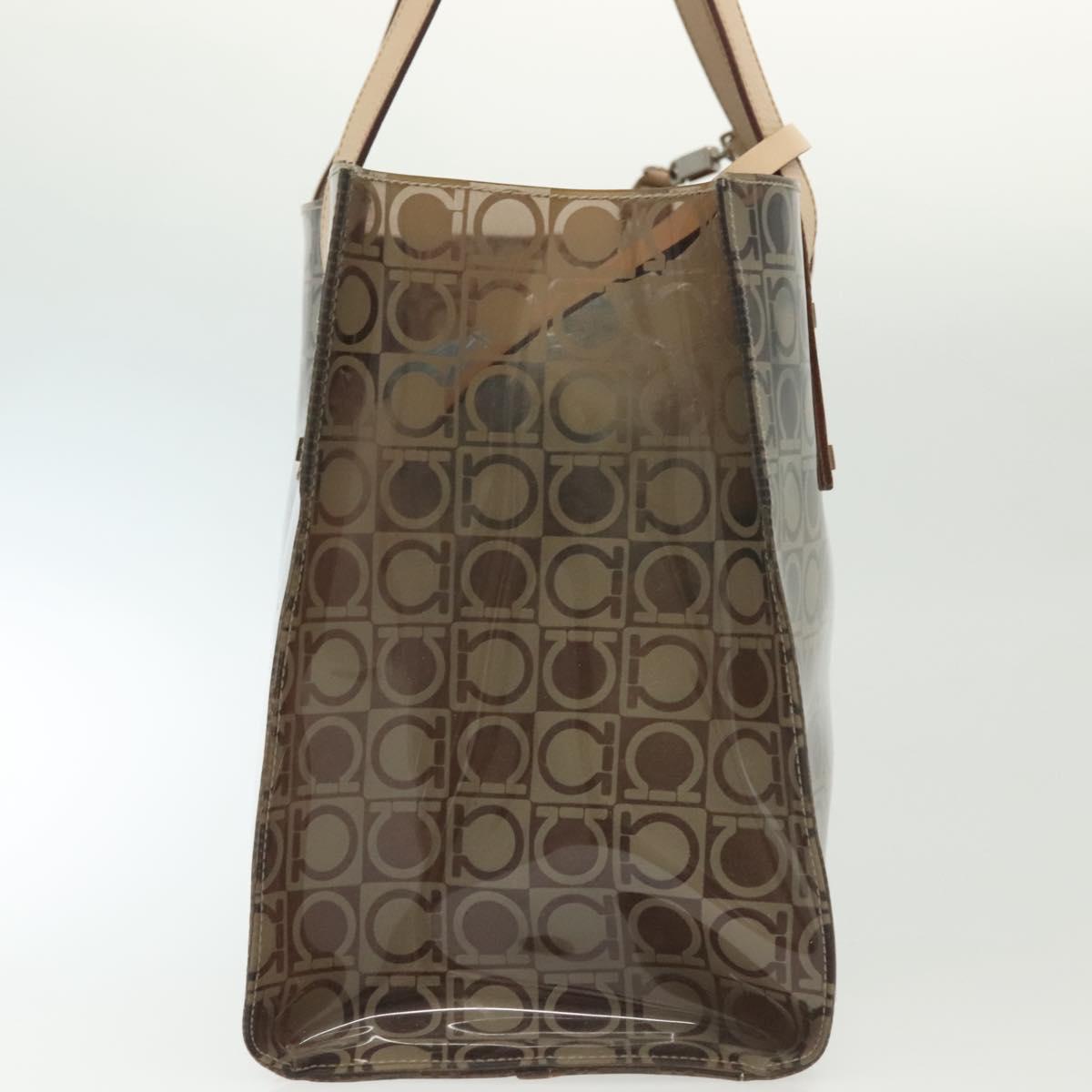 Salvatore Ferragamo Gancini Tote Bag Vinyl Brown Auth BA5292