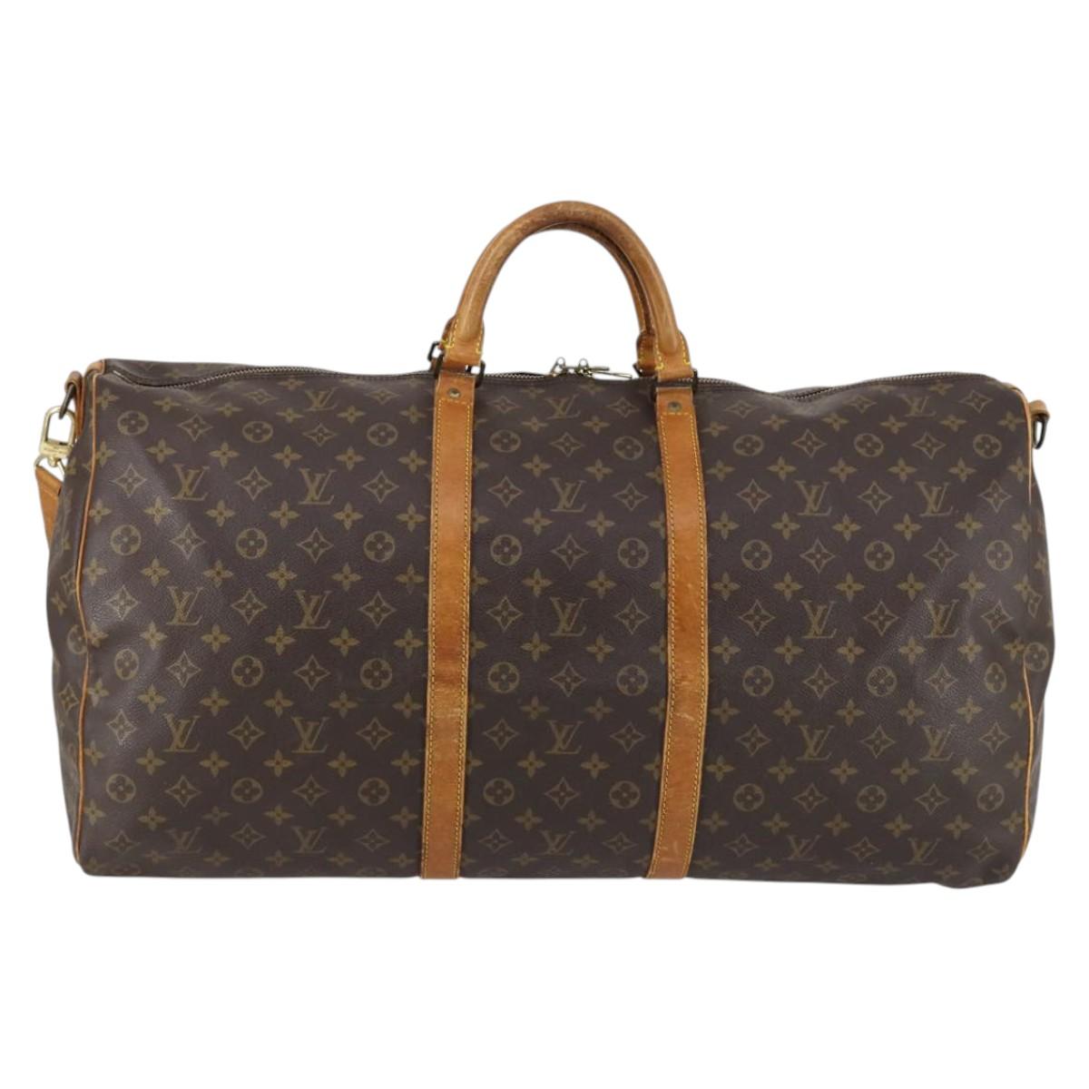 LOUIS VUITTON Monogram Keepall Bandouliere 60 Boston Bag M41412 LV Auth BA5295