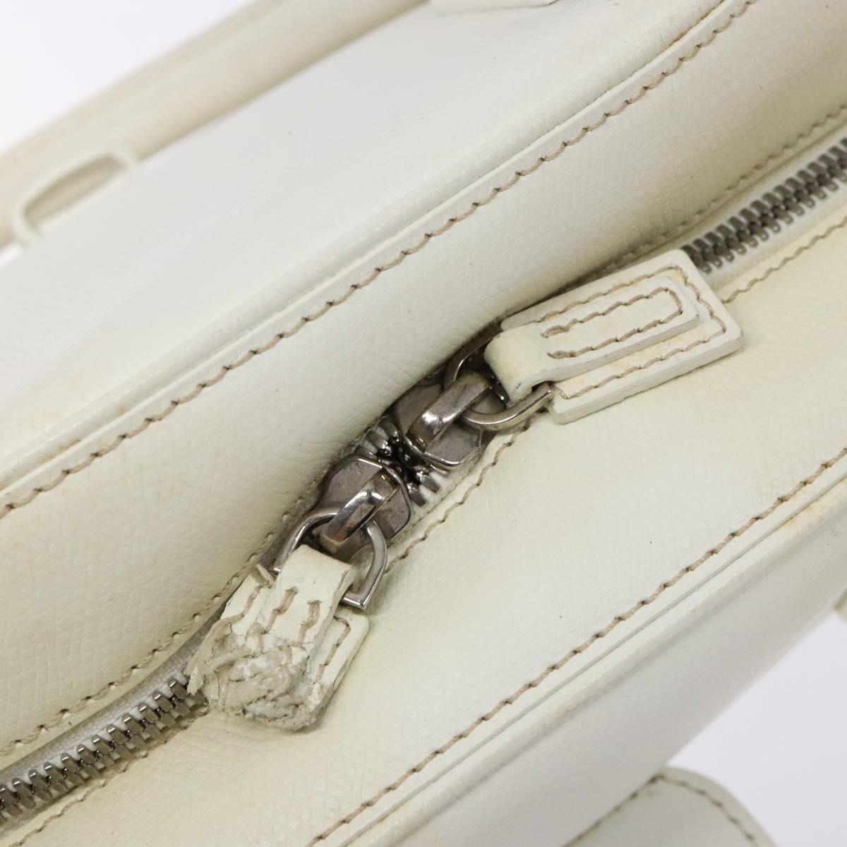 LOEWE Hand Bag Leather White Silver Auth BA5296