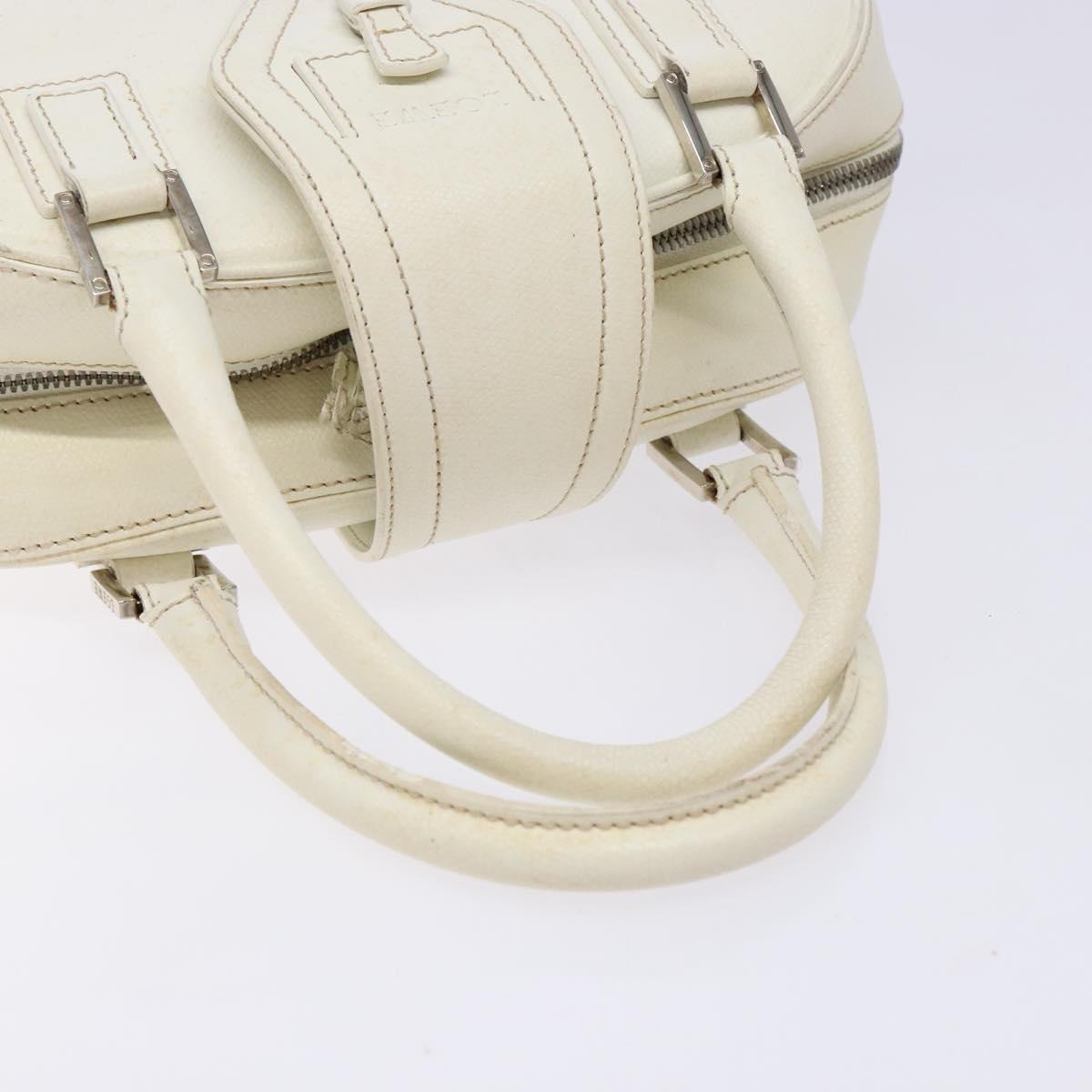 LOEWE Hand Bag Leather White Silver Auth BA5296