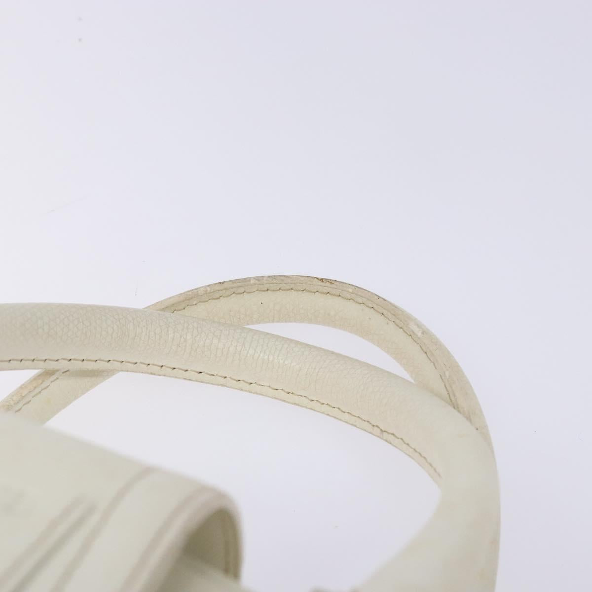 LOEWE Hand Bag Leather White Silver Auth BA5296