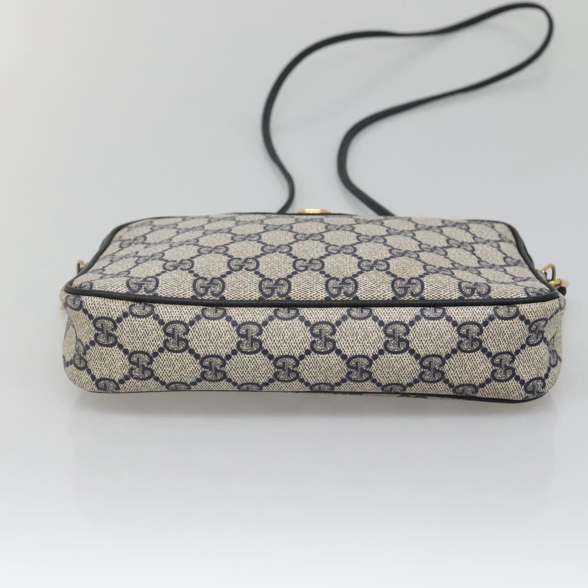 GUCCI GG Supreme Shoulder Bag PVC Navy Gold 97 02 068 Auth BA5298