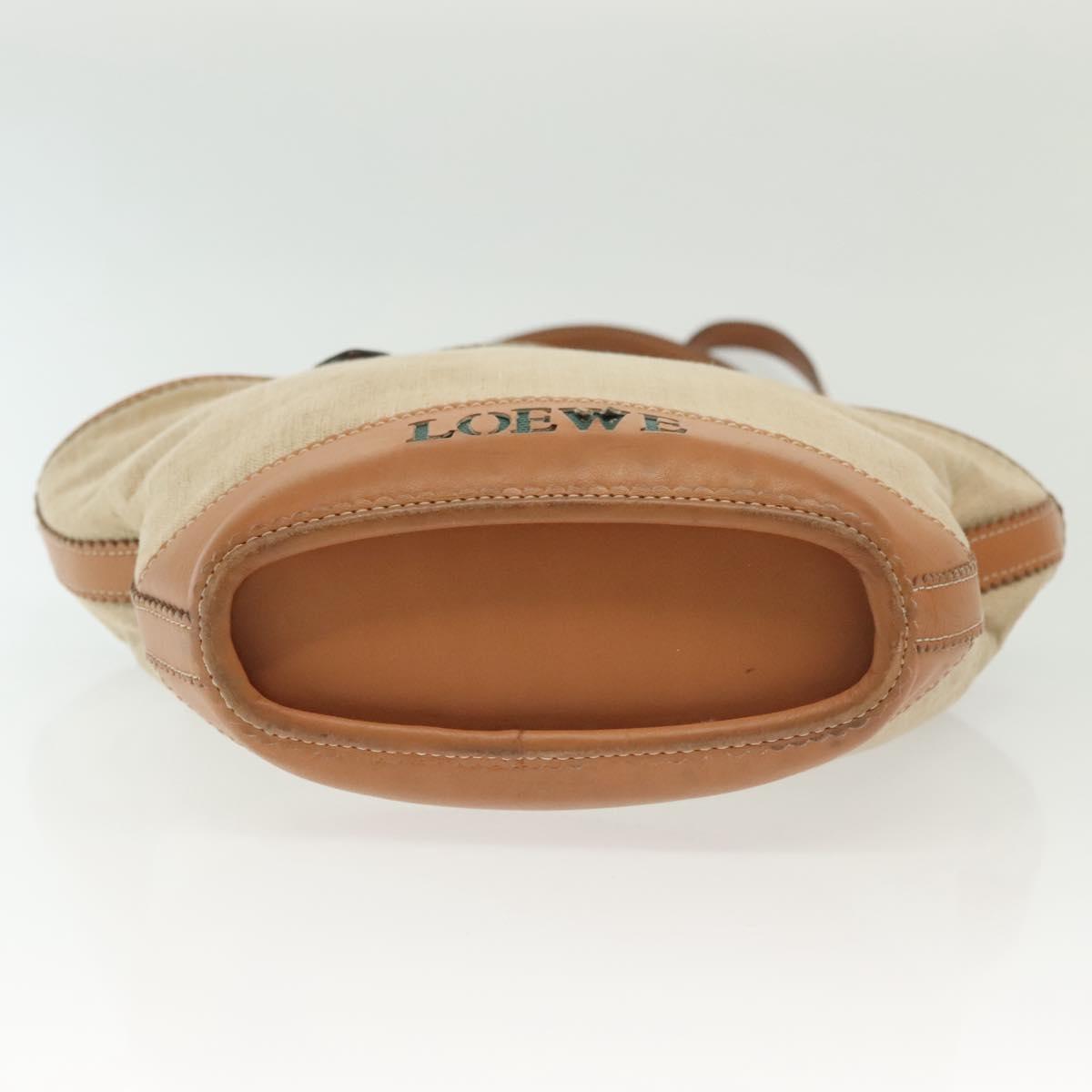 LOEWE Shoulder Bag Canvas Beige Auth BA5302