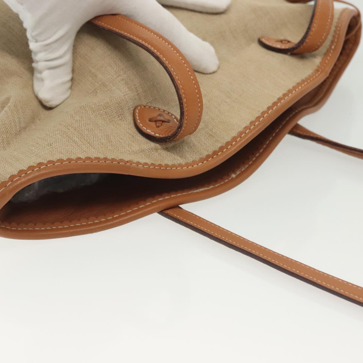 LOEWE Shoulder Bag Canvas Beige Auth BA5302