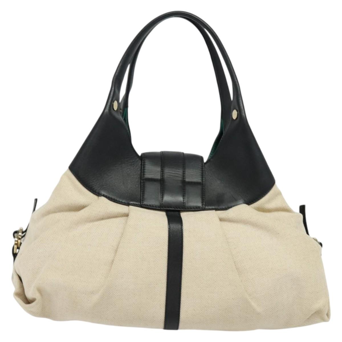 BVLGARI Chandra Shoulder Bag Leather Beige Gold Auth BA5303