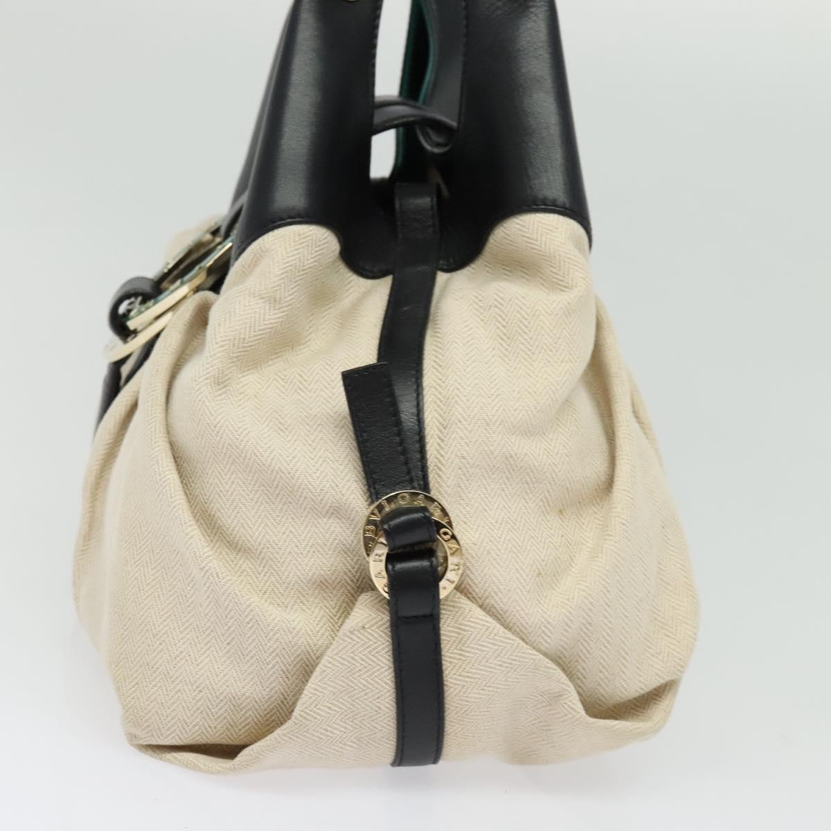 BVLGARI Chandra Shoulder Bag Leather Beige Gold Auth BA5303