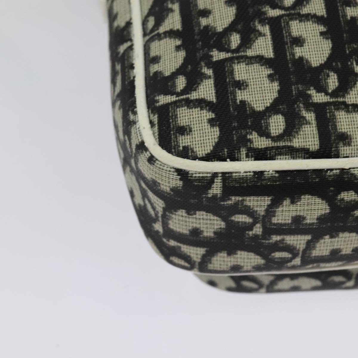 Christian Dior Trotter Canvas Shoulder Bag PVC Black Silver Auth BA5306