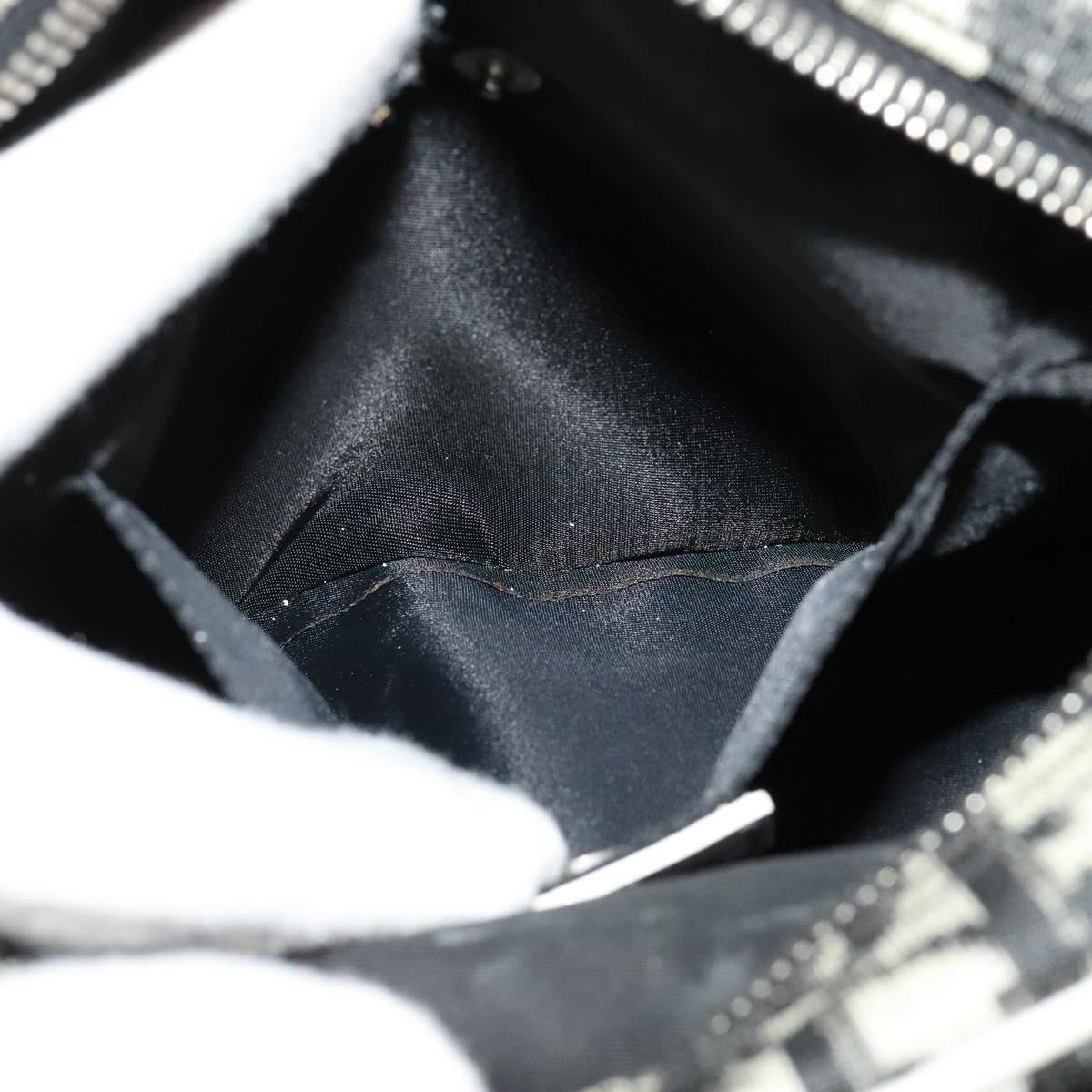 Christian Dior Trotter Canvas Shoulder Bag PVC Black Silver Auth BA5306