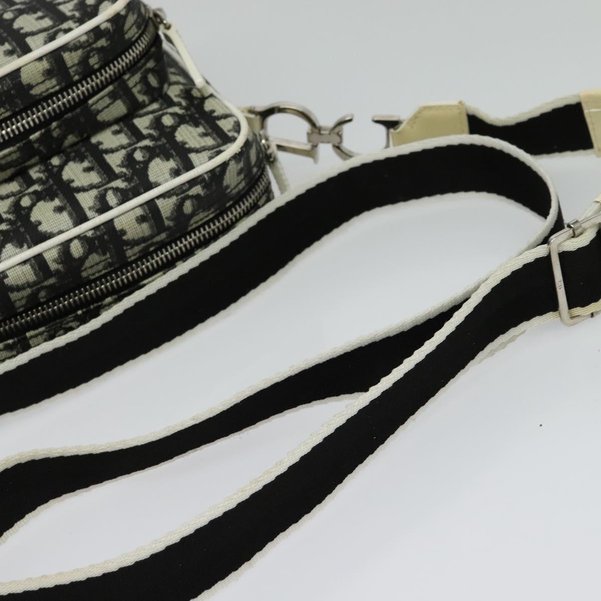 Christian Dior Trotter Canvas Shoulder Bag PVC Black Silver Auth BA5306