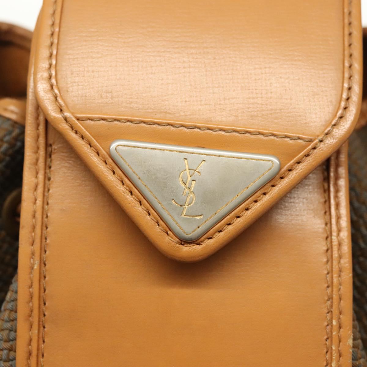 SAINT LAURENT Shoulder Bag Leather Black Gold Auth BA5308