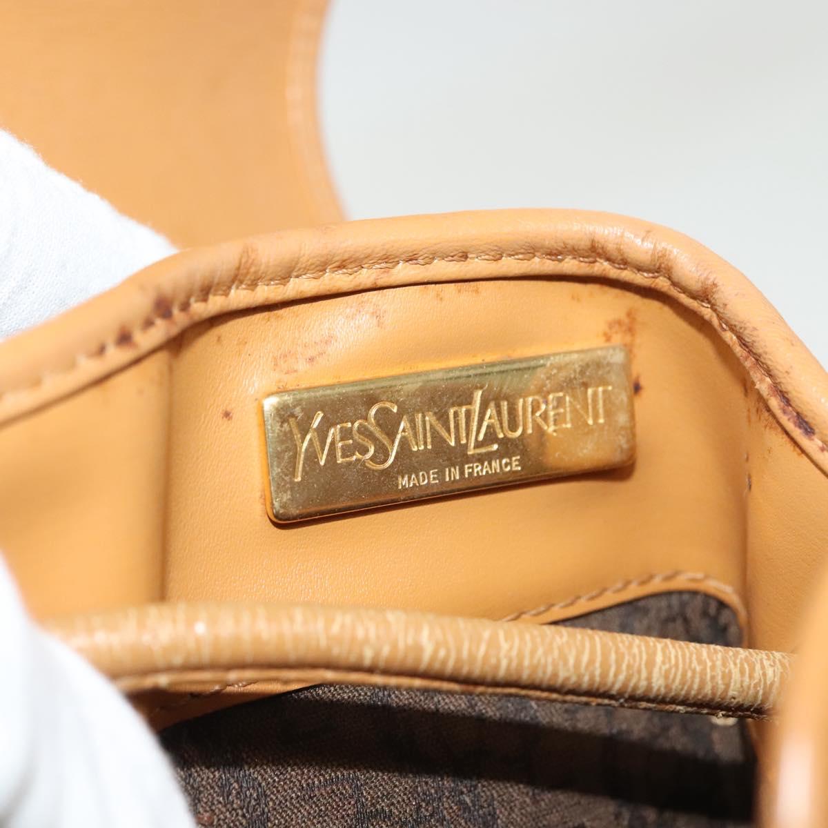 SAINT LAURENT Shoulder Bag Leather Black Gold Auth BA5308