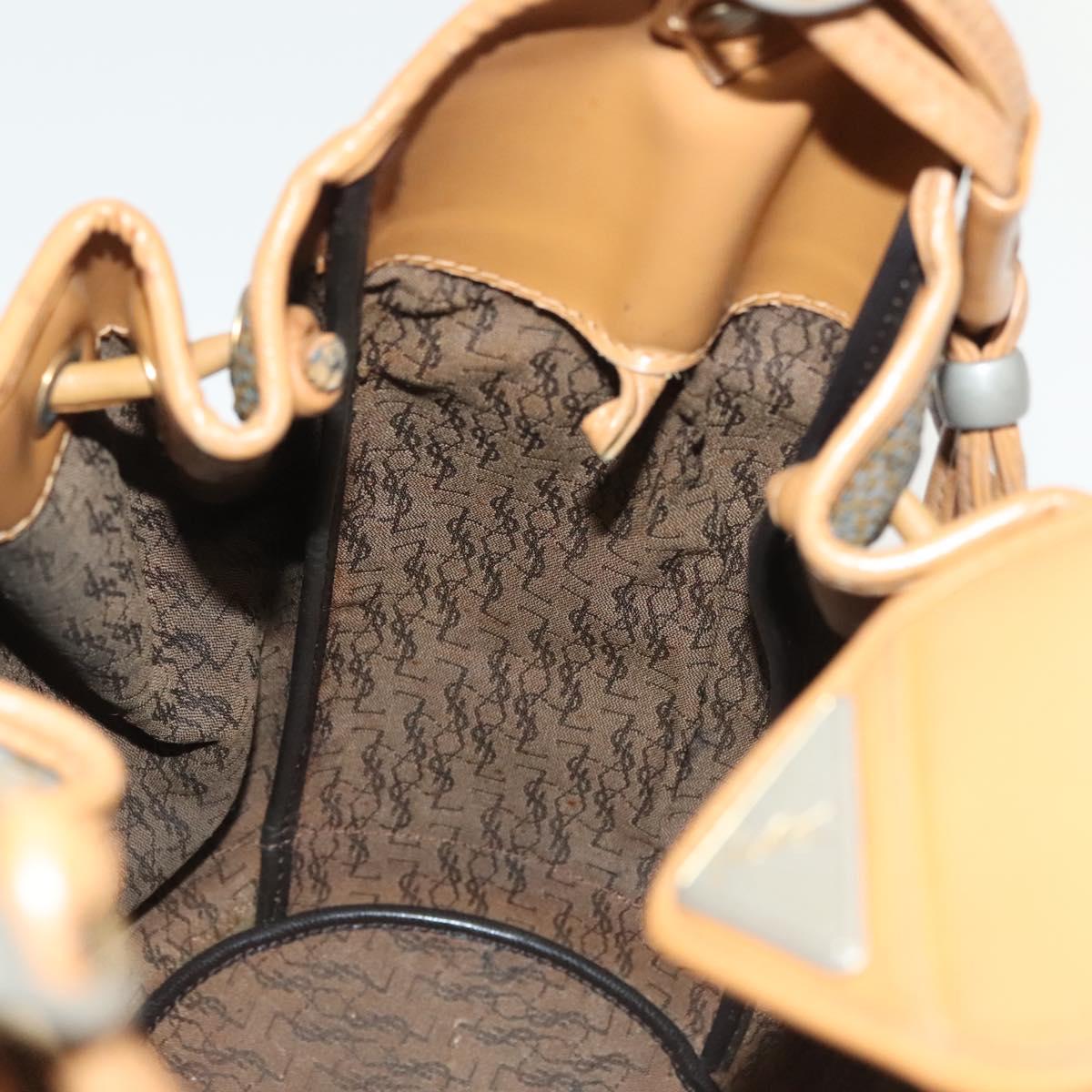 SAINT LAURENT Shoulder Bag Leather Black Gold Auth BA5308