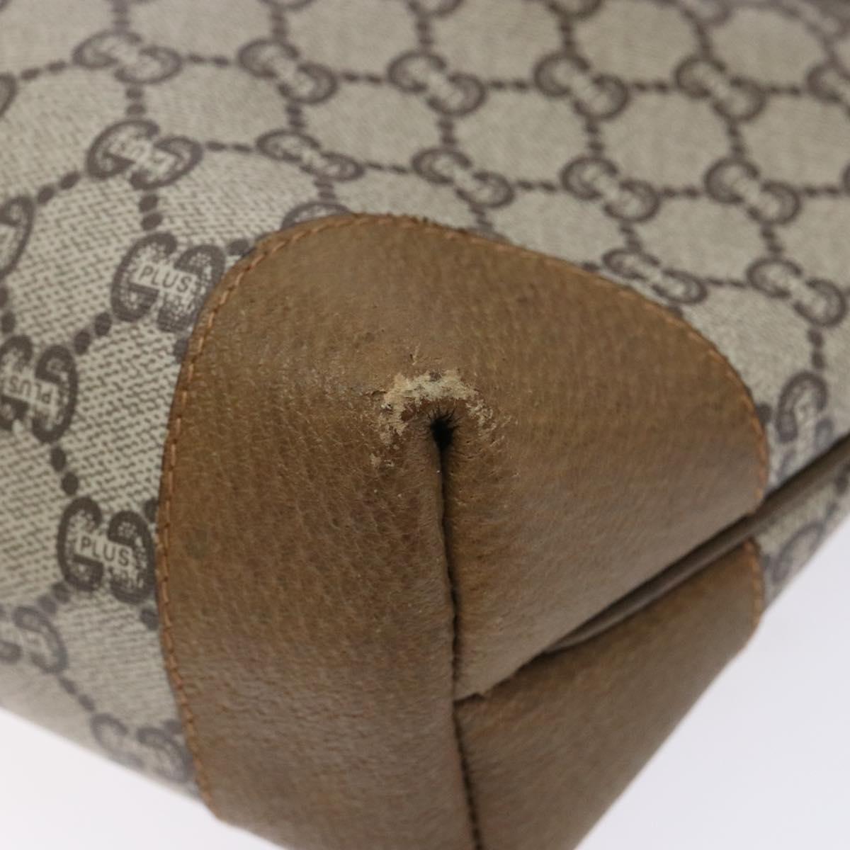 GUCCI GG Plus Supreme Web Sherry Line Tote Bag PVC Beige Red Green Auth BA5310