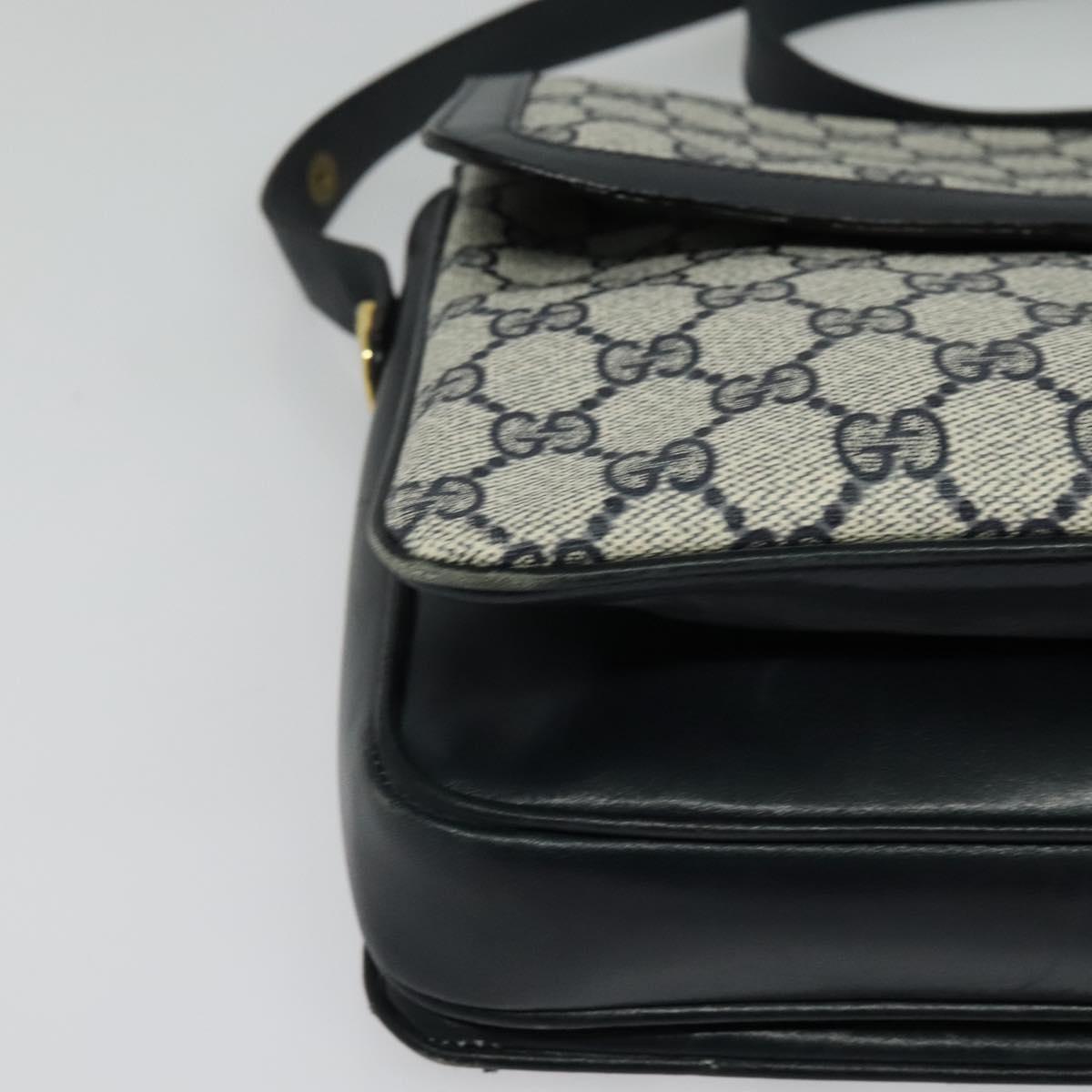GUCCI GG Supreme Shoulder Bag PVC Navy Gold Auth BA5311