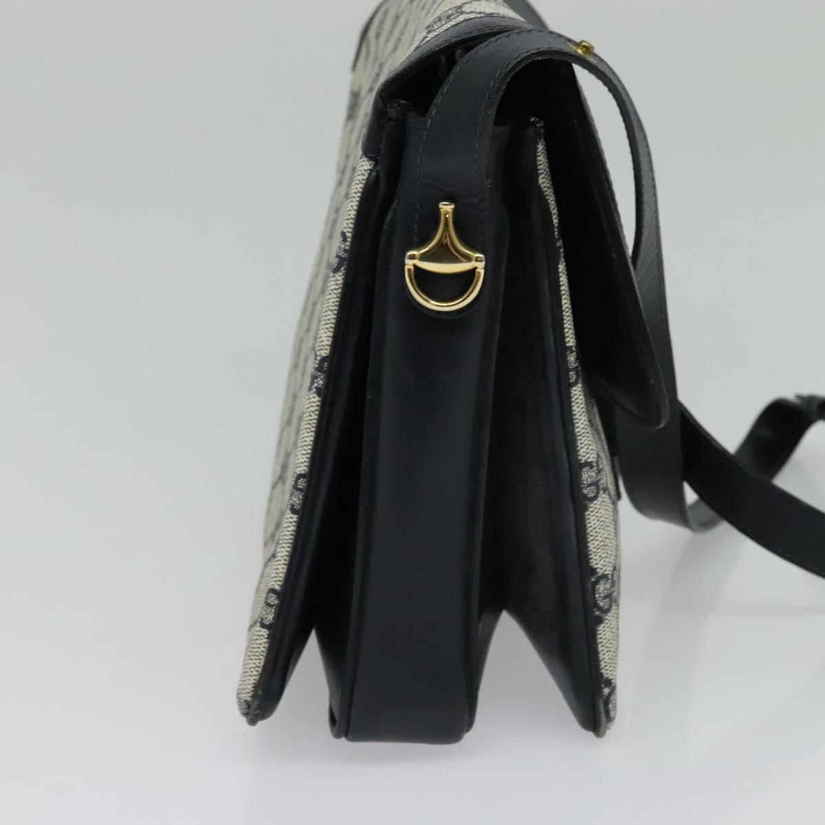 GUCCI GG Supreme Shoulder Bag PVC Navy Gold Auth BA5311