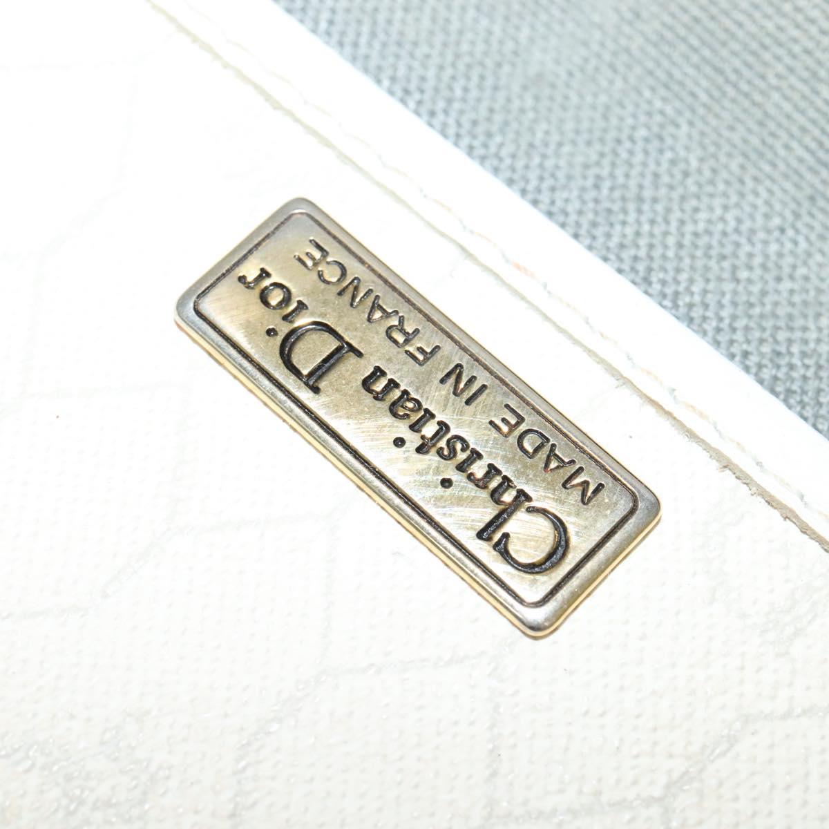 Christian Dior Honeycomb Canvas Shoulder Bag PVC White Gold Auth BA5312