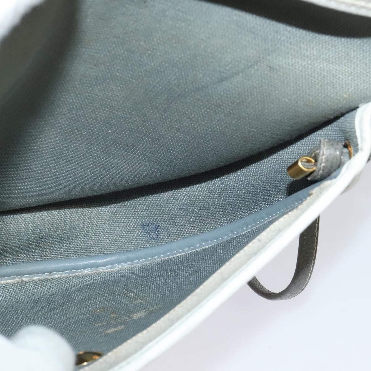 Christian Dior Honeycomb Canvas Shoulder Bag PVC White Gold Auth BA5312