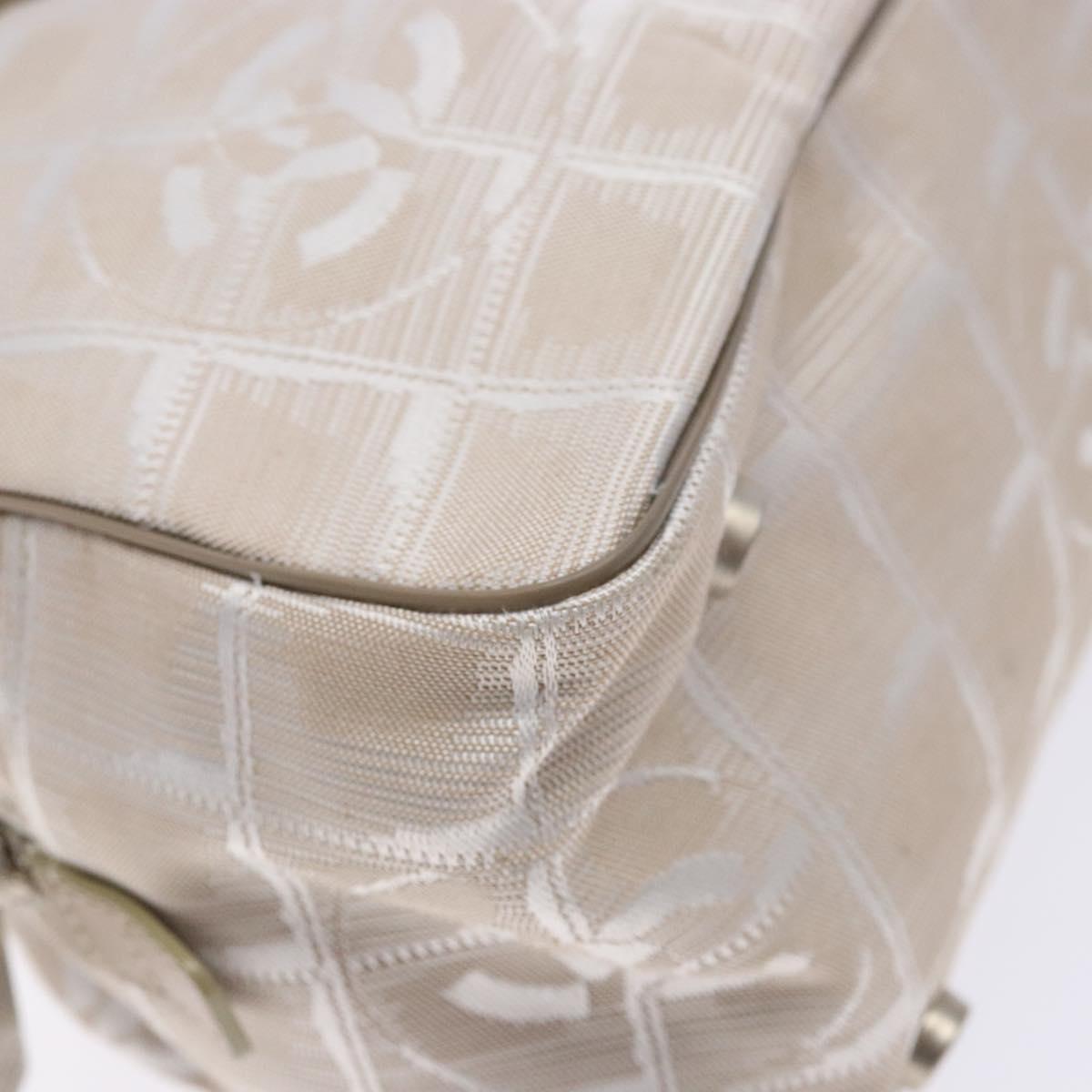 CHANEL New Travel Line Hand Bag Nylon Beige CC Auth BA5313