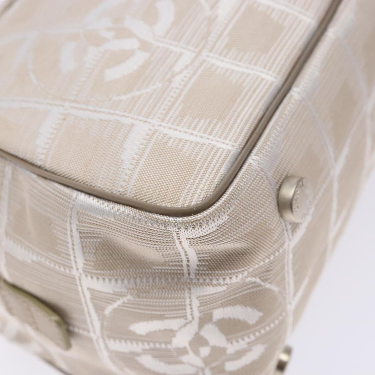 CHANEL New Travel Line Hand Bag Nylon Beige CC Auth BA5313