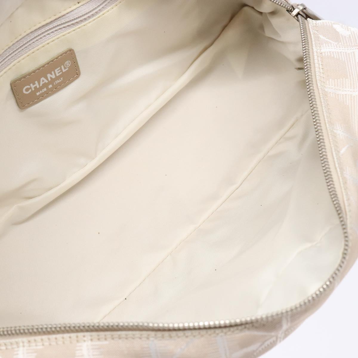 CHANEL New Travel Line Hand Bag Nylon Beige CC Auth BA5313