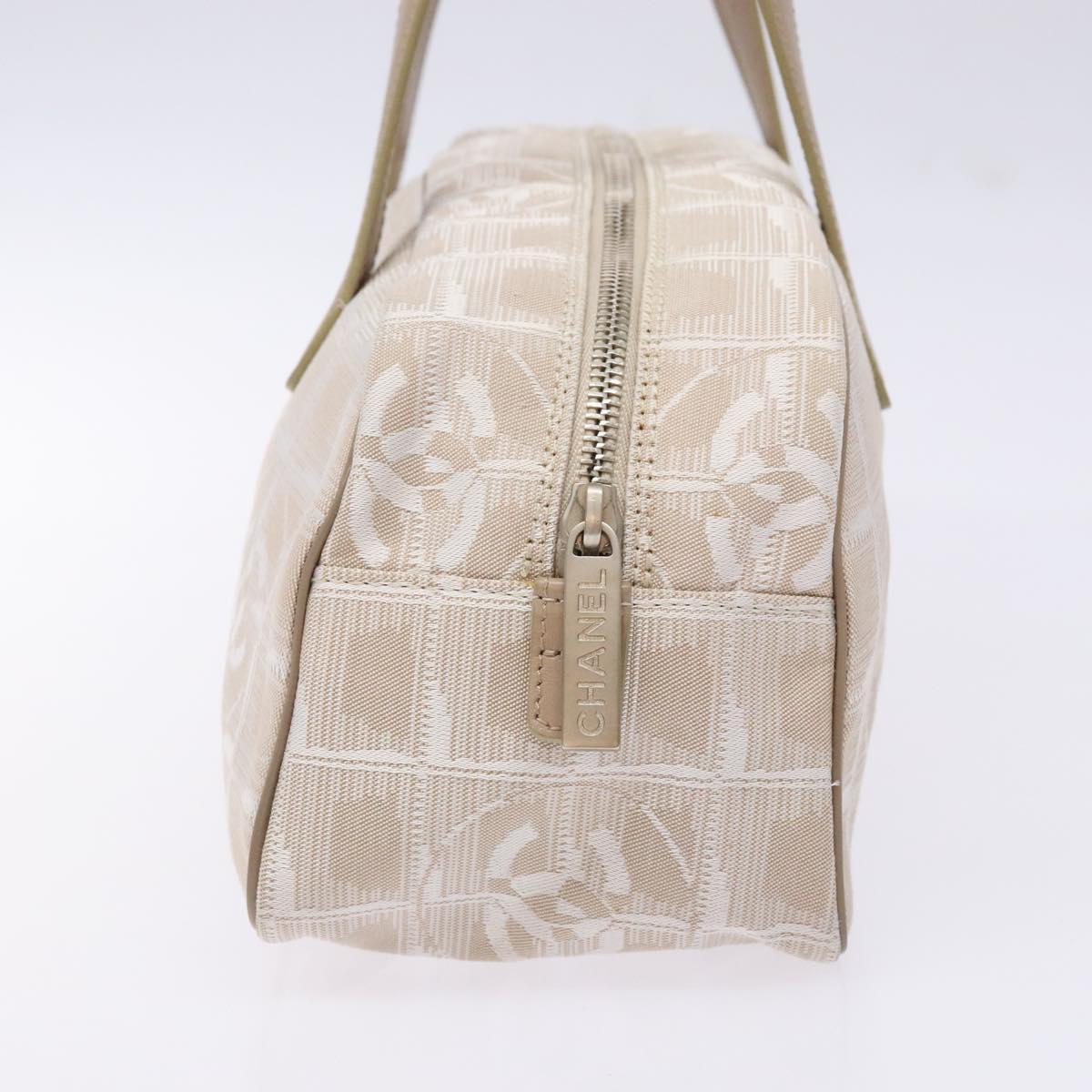 CHANEL New Travel Line Hand Bag Nylon Beige CC Auth BA5313