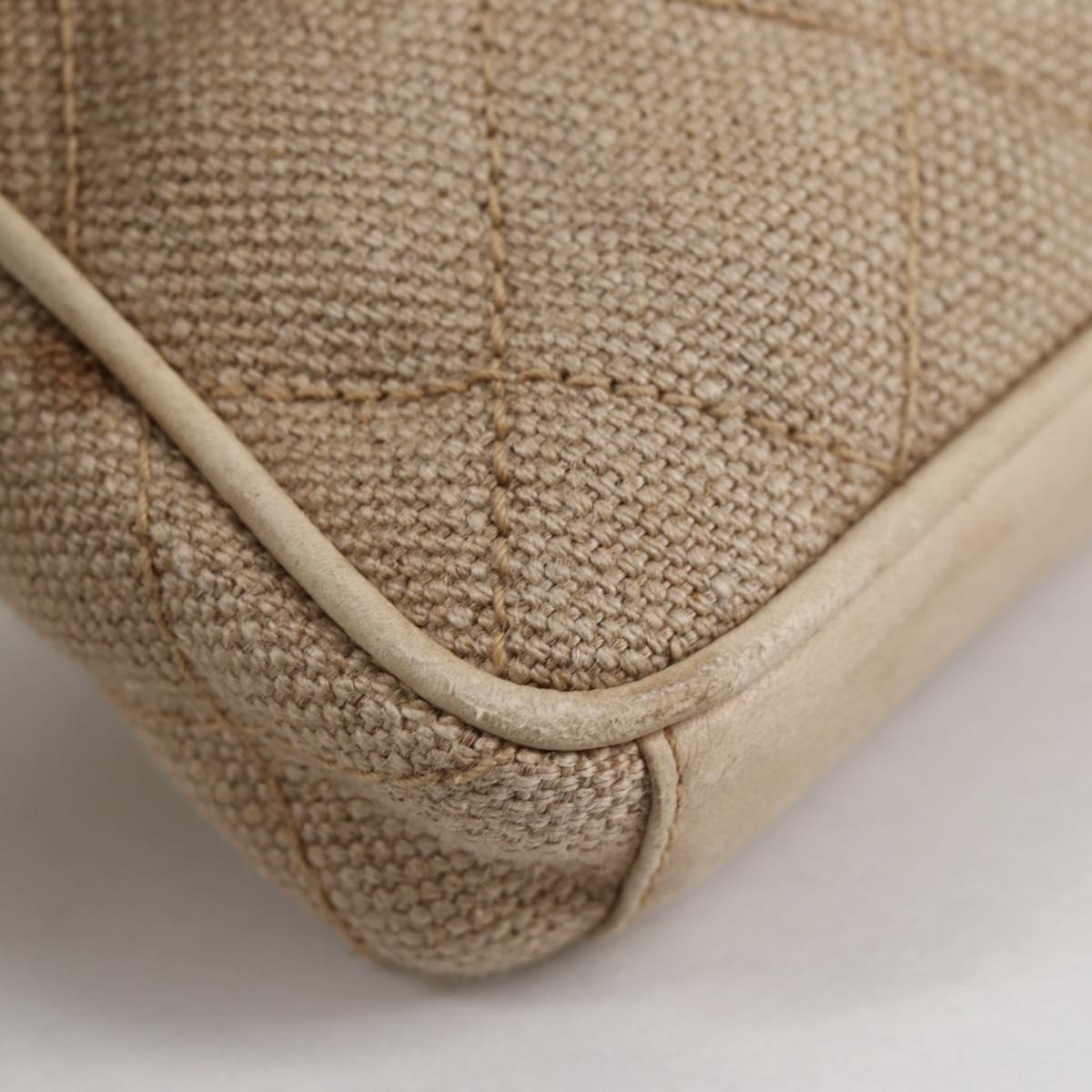 CHANEL Matelasse Waist Bag Canvas Beige CC Auth BA5314