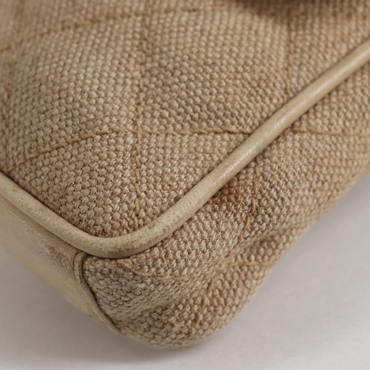CHANEL Matelasse Waist Bag Canvas Beige CC Auth BA5314