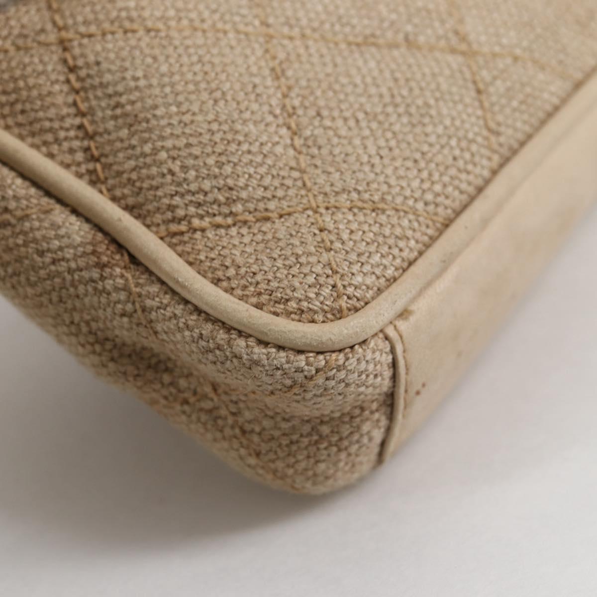CHANEL Matelasse Waist Bag Canvas Beige CC Auth BA5314