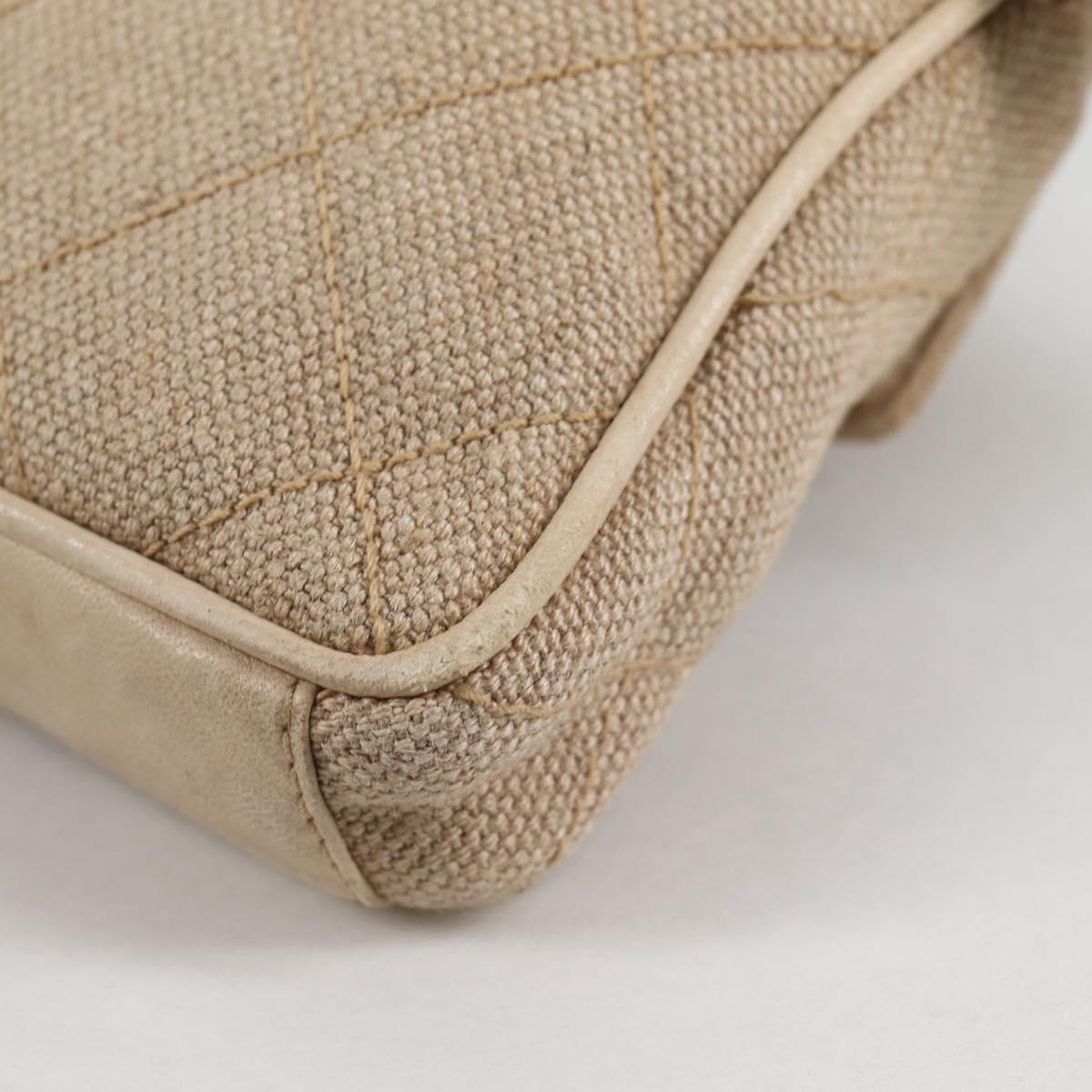 CHANEL Matelasse Waist Bag Canvas Beige CC Auth BA5314