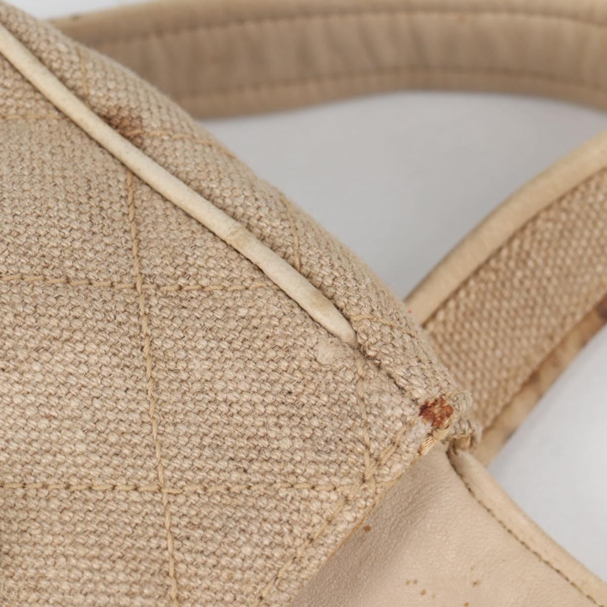 CHANEL Matelasse Waist Bag Canvas Beige CC Auth BA5314