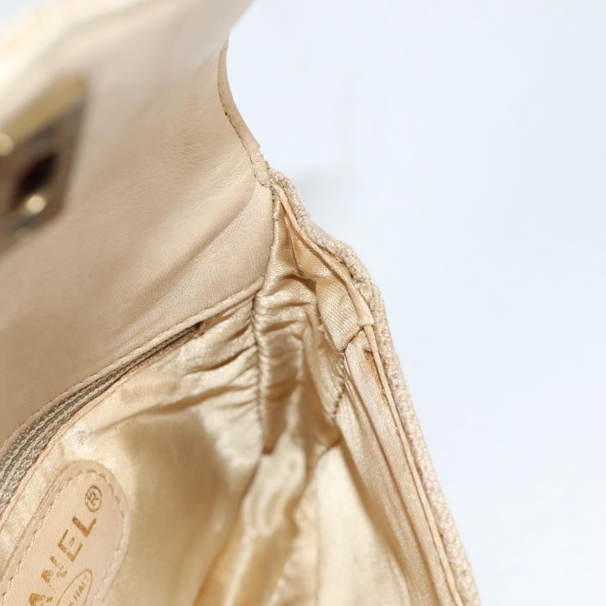 CHANEL Matelasse Waist Bag Canvas Beige CC Auth BA5314