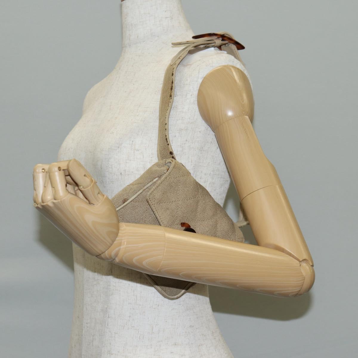 CHANEL Matelasse Waist Bag Canvas Beige CC Auth BA5314