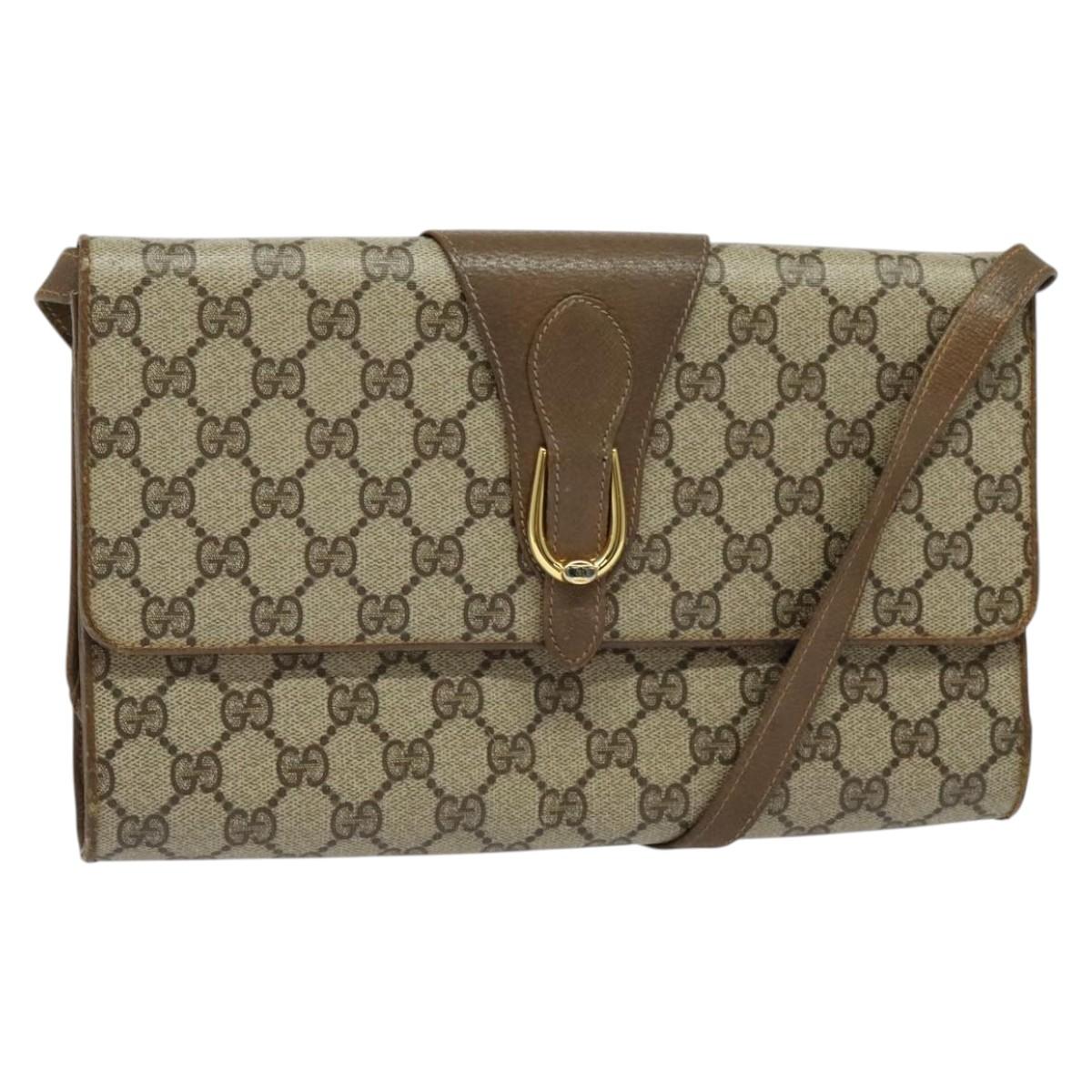 GUCCI GG Supreme Shoulder Bag PVC Beige Gold 94 02 050 Auth BA5315
