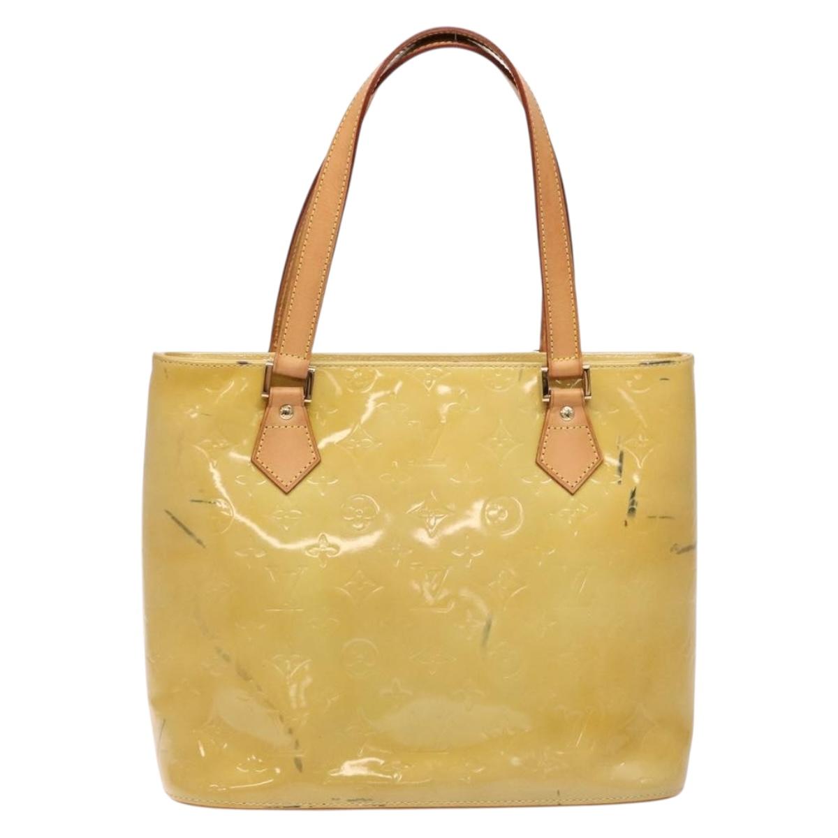 LOUIS VUITTON Monogram Vernis Houston Hand Bag Beige M91004 LV Auth BA5330