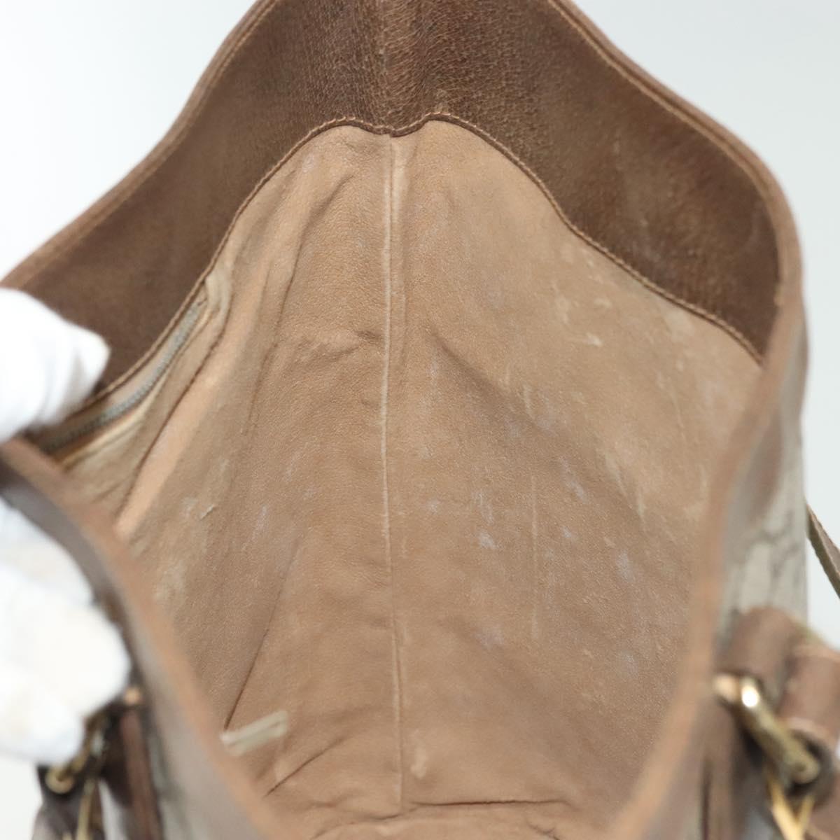GUCCI GG Plus Supreme Tote Bag PVC Beige Gold Auth BA5333