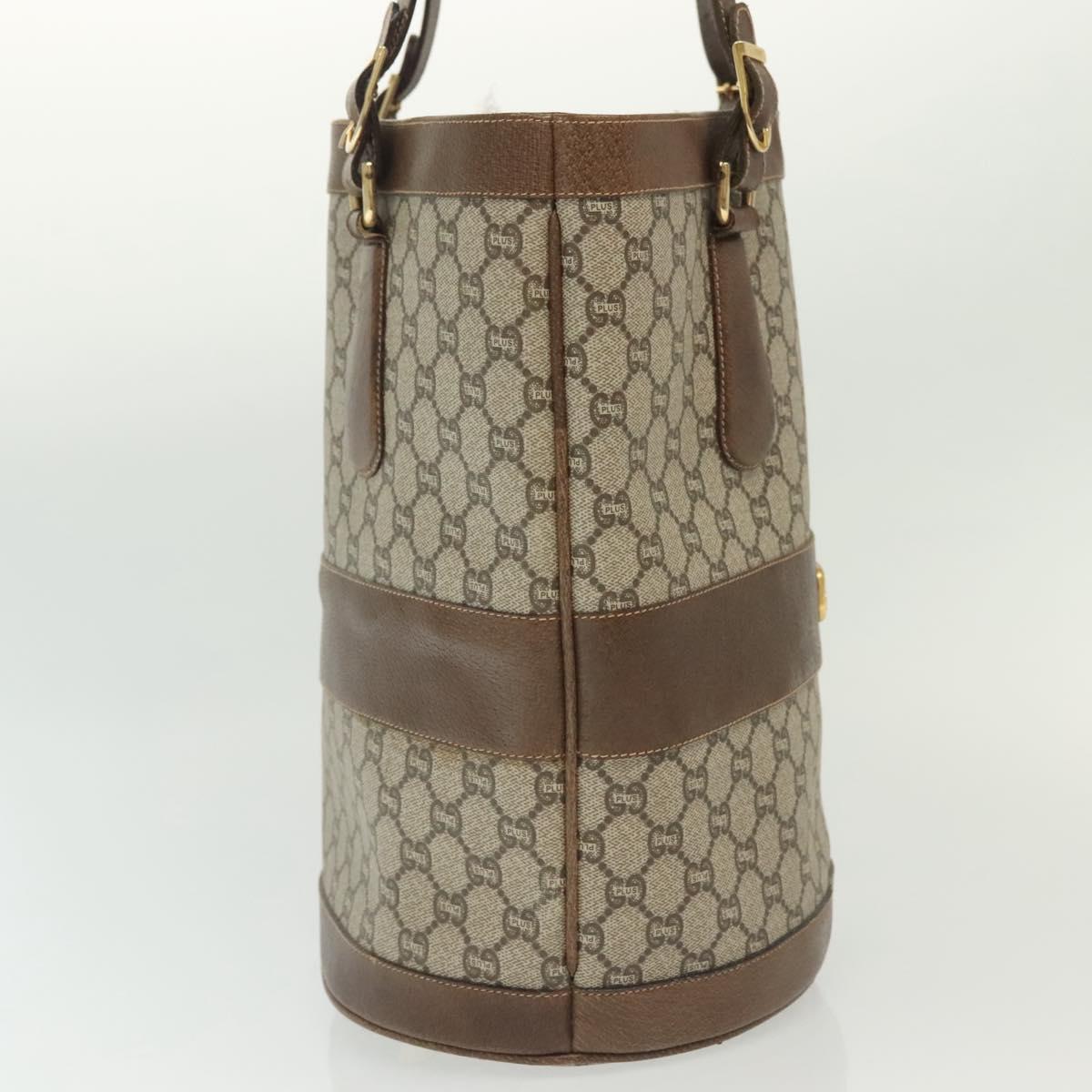 GUCCI GG Plus Supreme Tote Bag PVC Beige Gold Auth BA5333