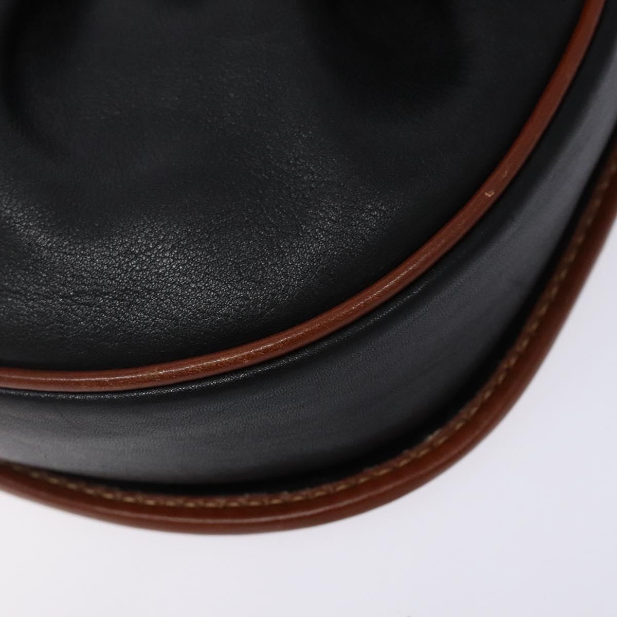 CELINE Shoulder Bag Leather Black Gold Auth BA5334