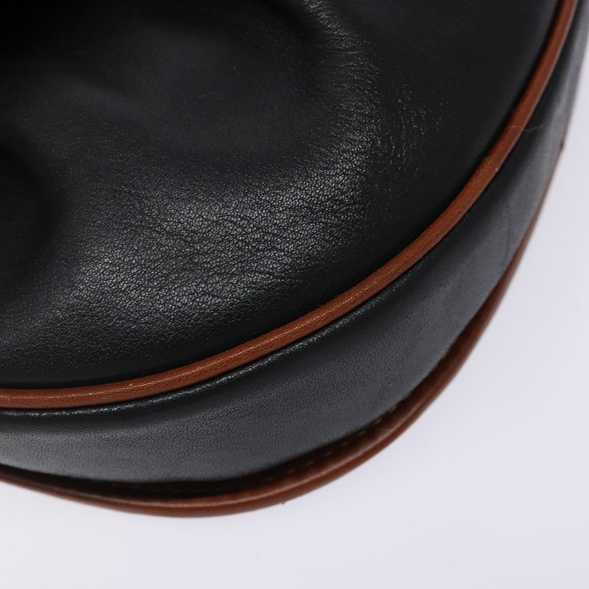 CELINE Shoulder Bag Leather Black Gold Auth BA5334