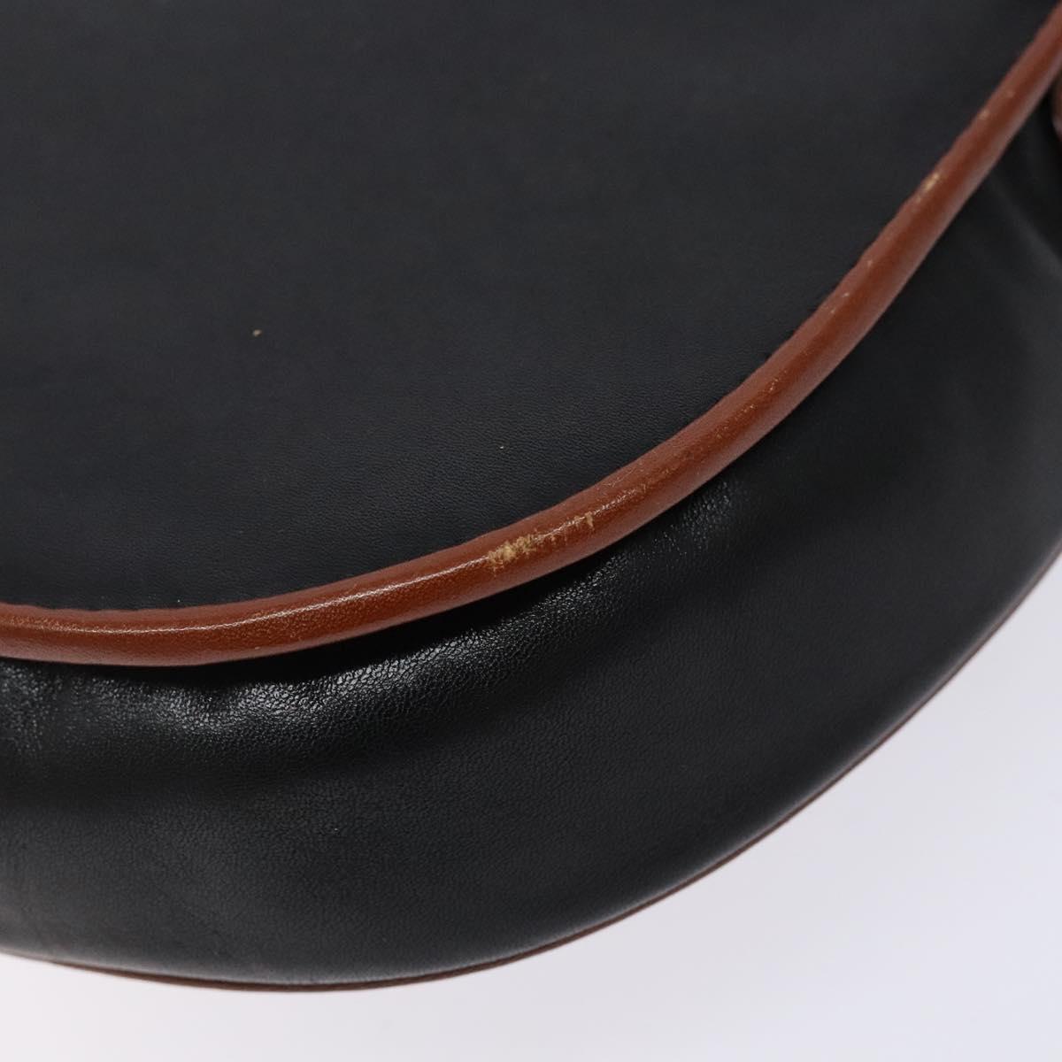 CELINE Shoulder Bag Leather Black Gold Auth BA5334