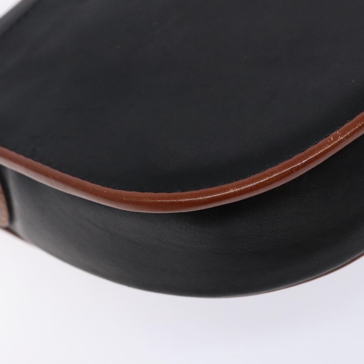 CELINE Shoulder Bag Leather Black Gold Auth BA5334