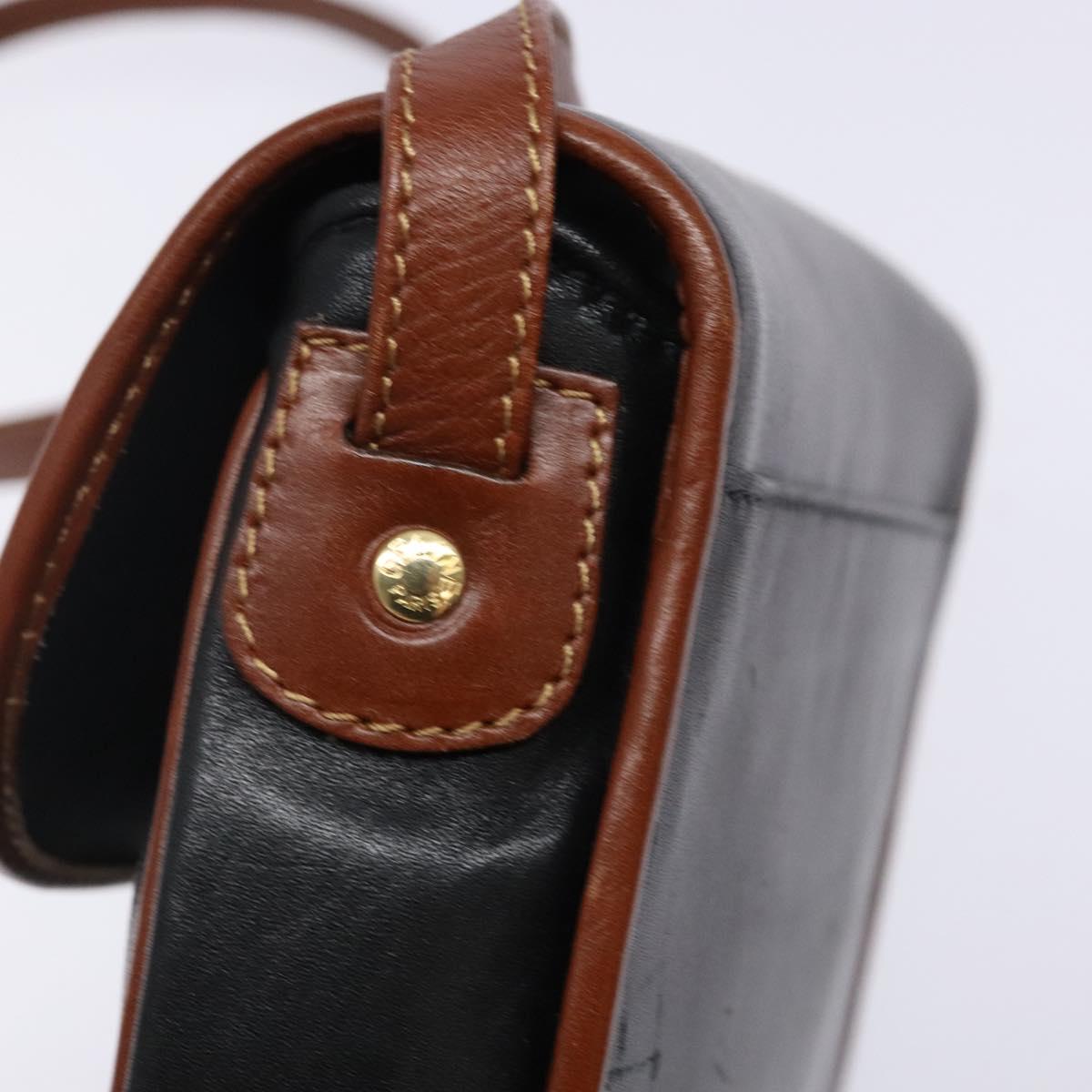 CELINE Shoulder Bag Leather Black Gold Auth BA5334