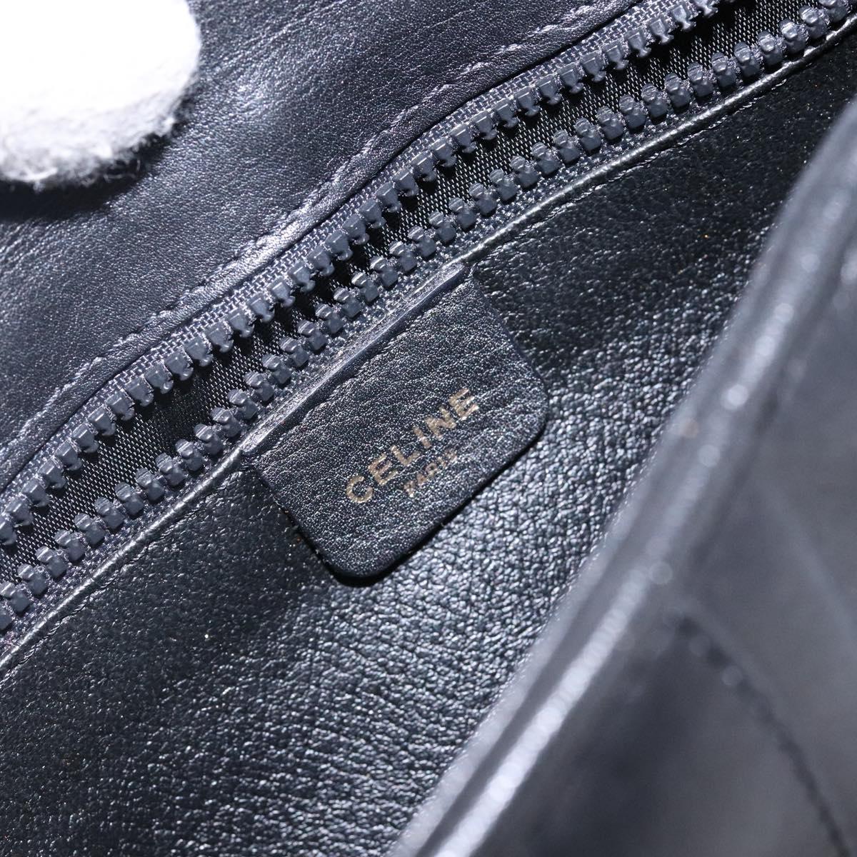 CELINE Shoulder Bag Leather Black Gold Auth BA5334
