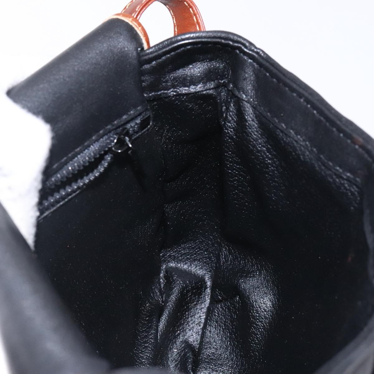 CELINE Shoulder Bag Leather Black Gold Auth BA5334