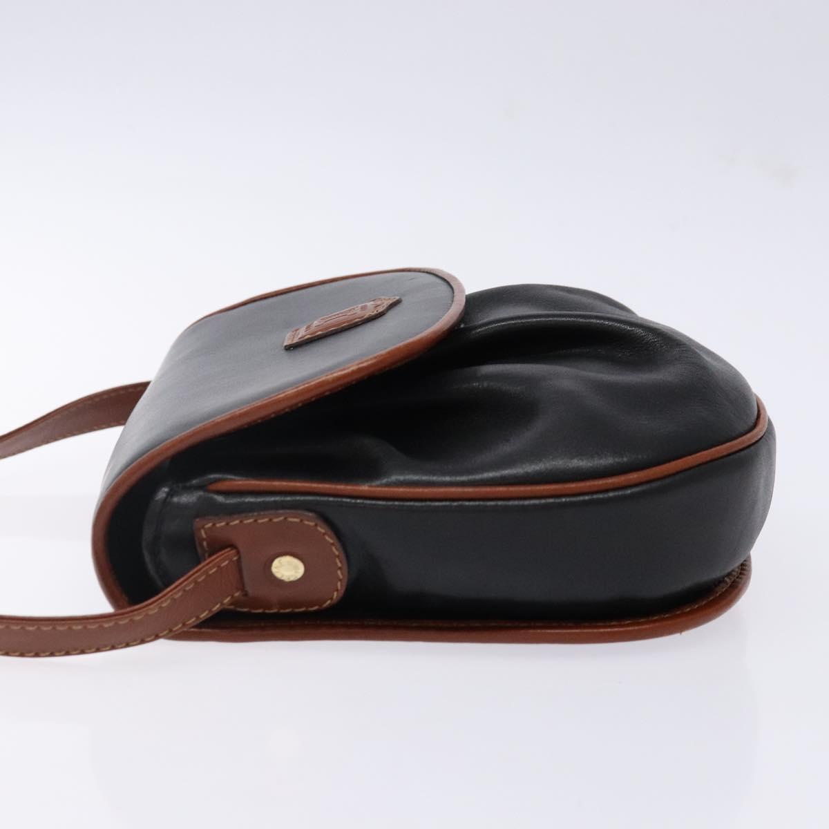 CELINE Shoulder Bag Leather Black Gold Auth BA5334