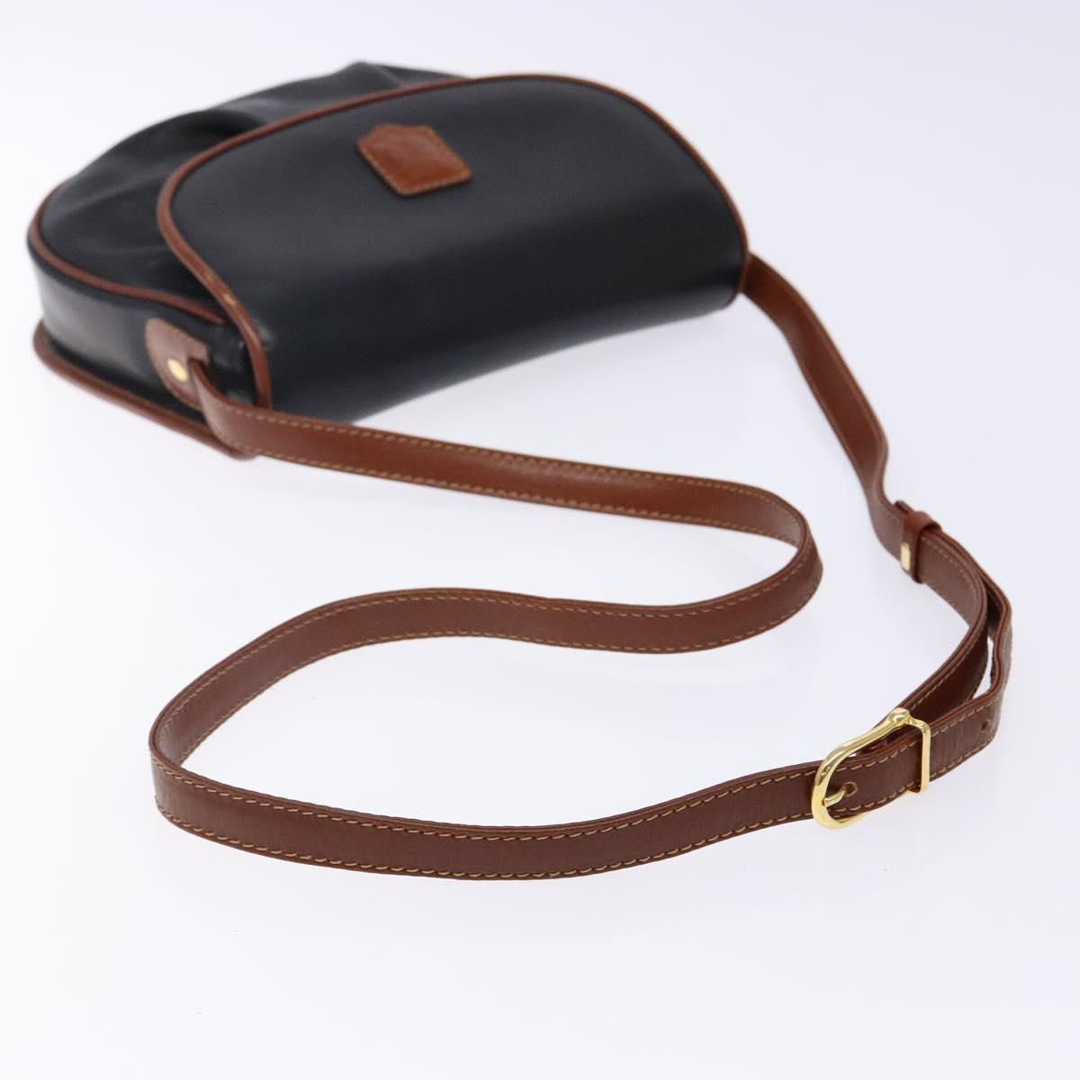 CELINE Shoulder Bag Leather Black Gold Auth BA5334