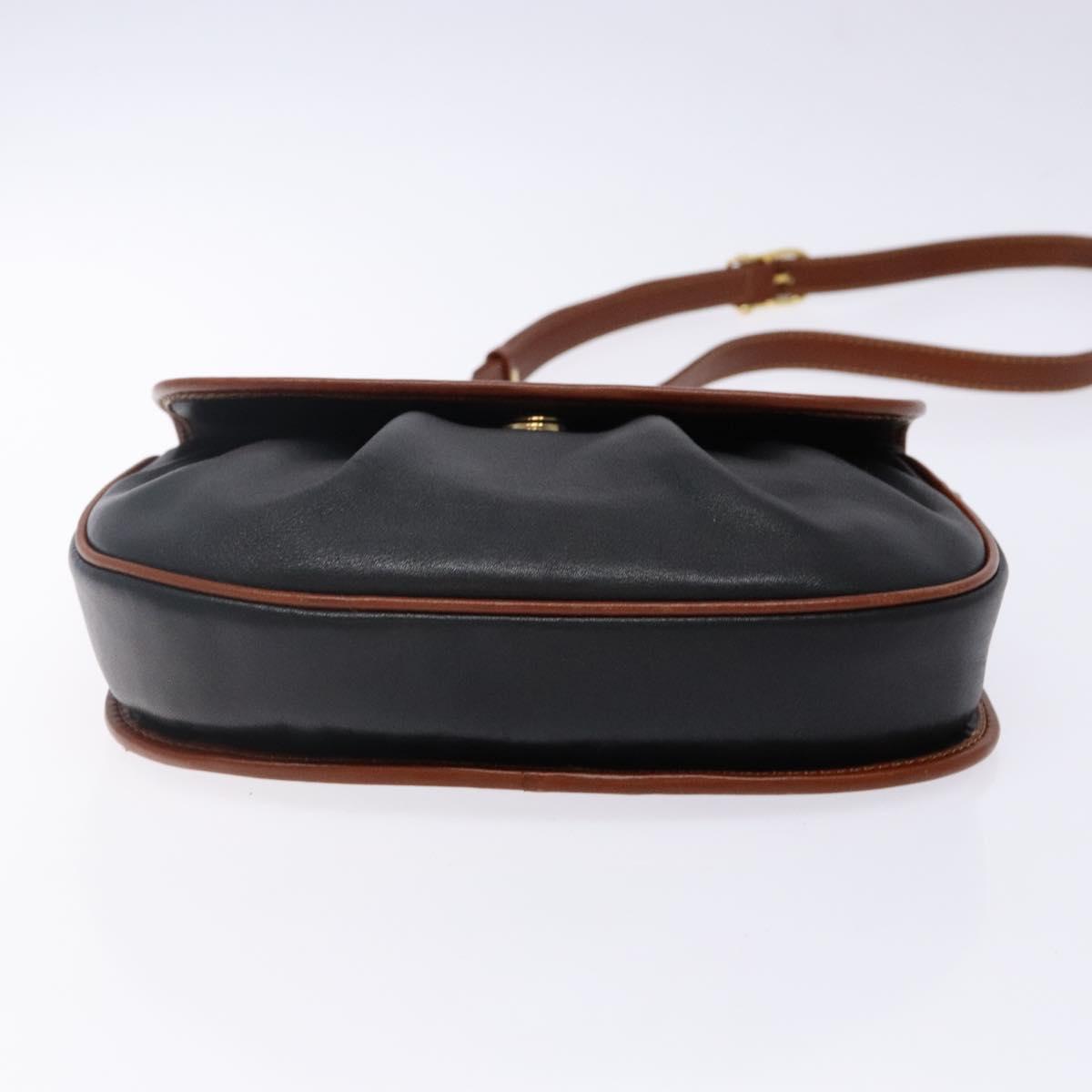 CELINE Shoulder Bag Leather Black Gold Auth BA5334